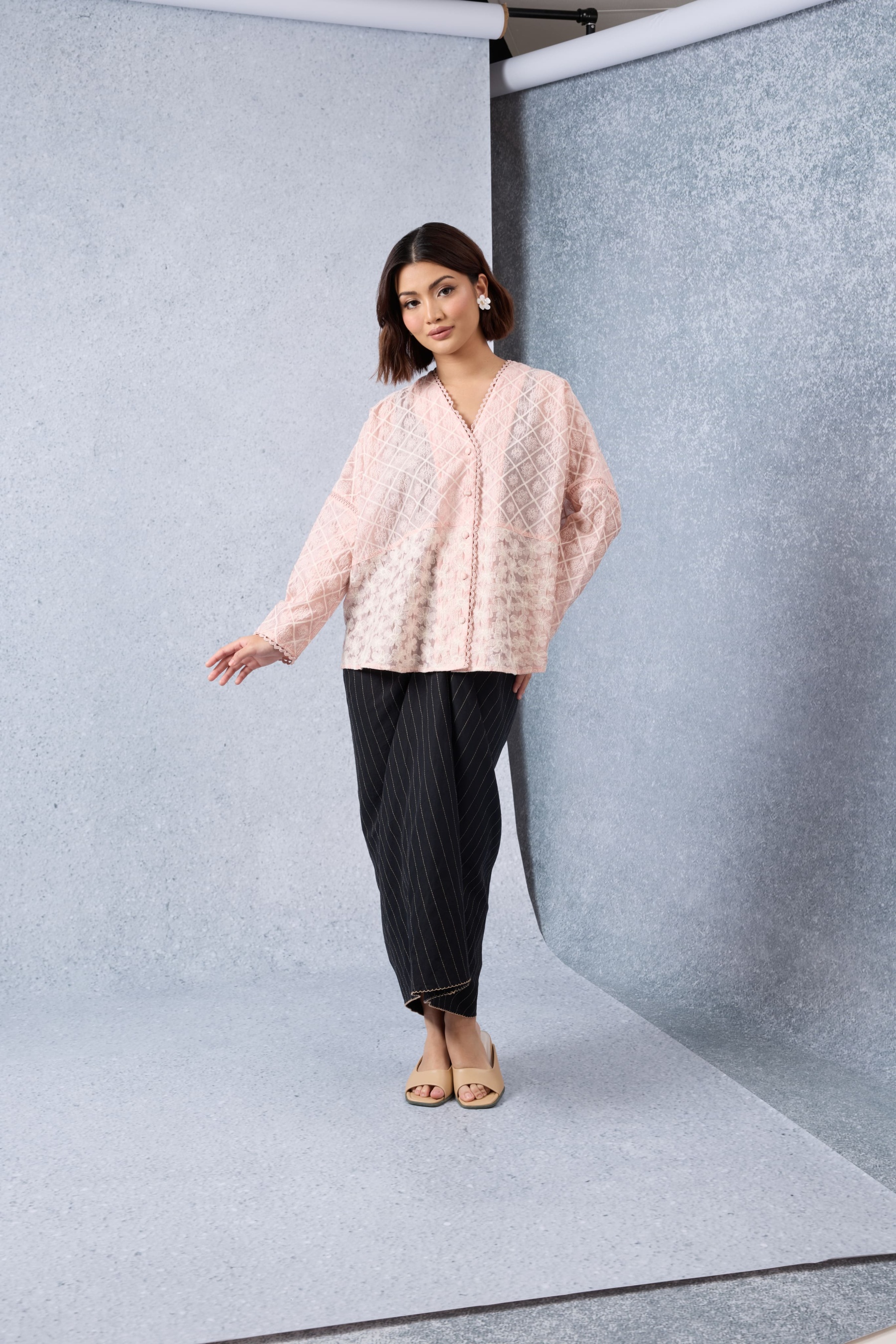 Harum Dusty Pink Boxy Lace Top