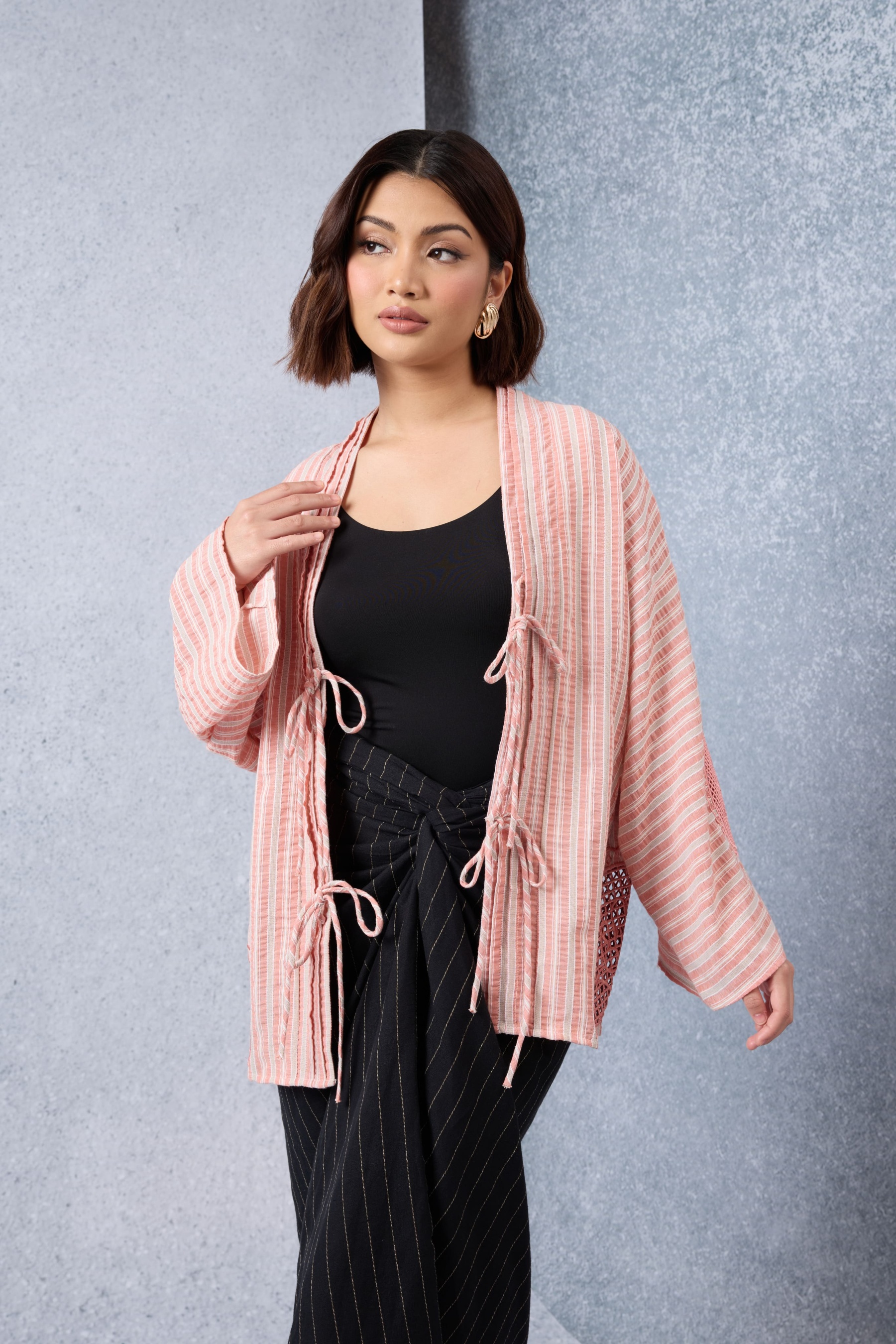 Cantum Salmon Pink Coquette Batwing Top