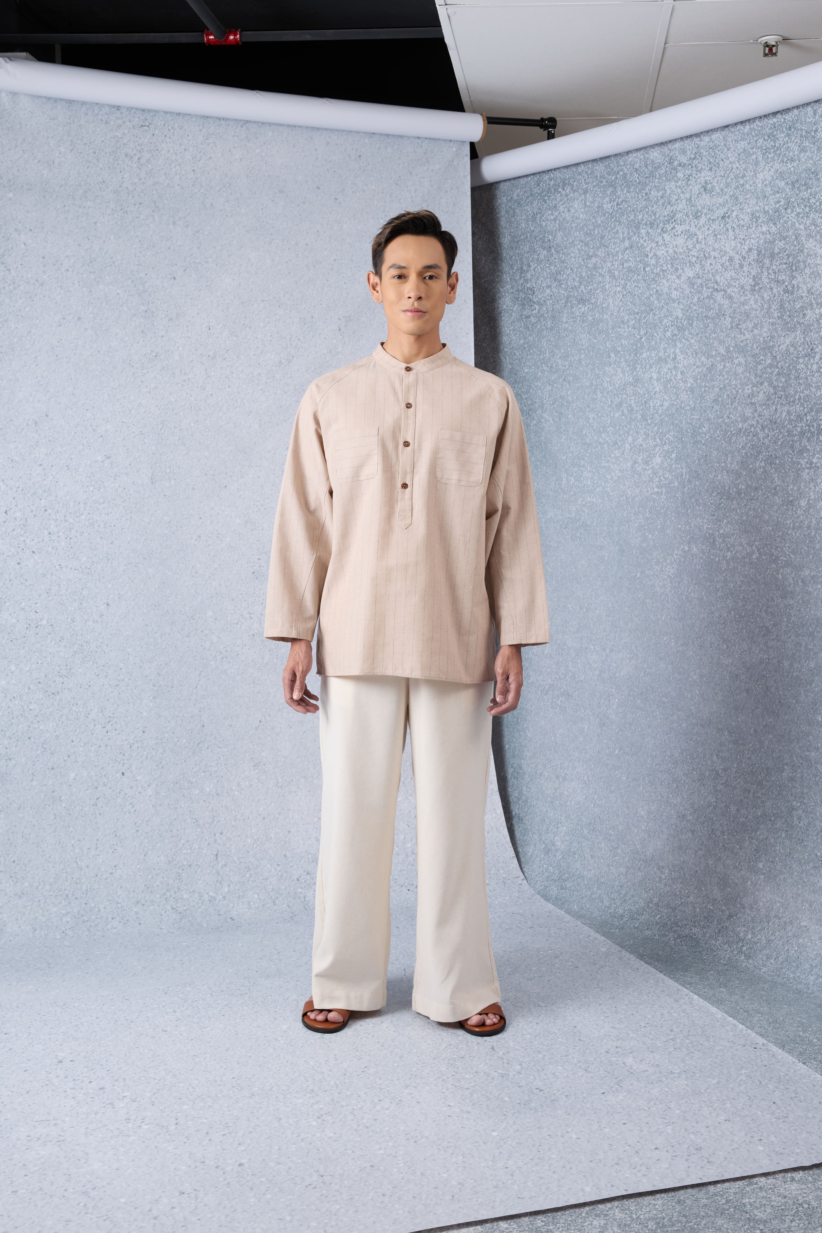 Jiwa Warm Nude Striped Kurta