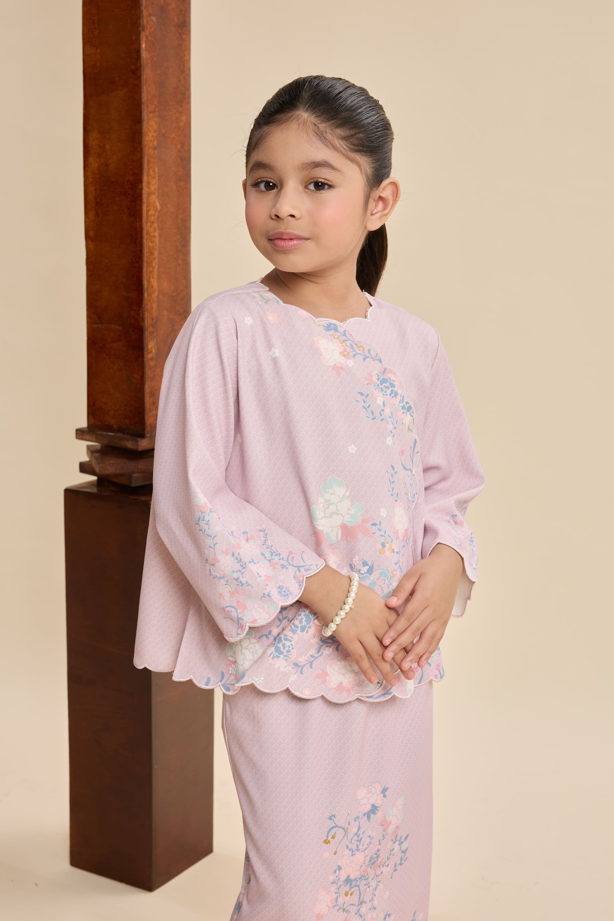 Amala Blush Pink Mini Scallop Kurung Set