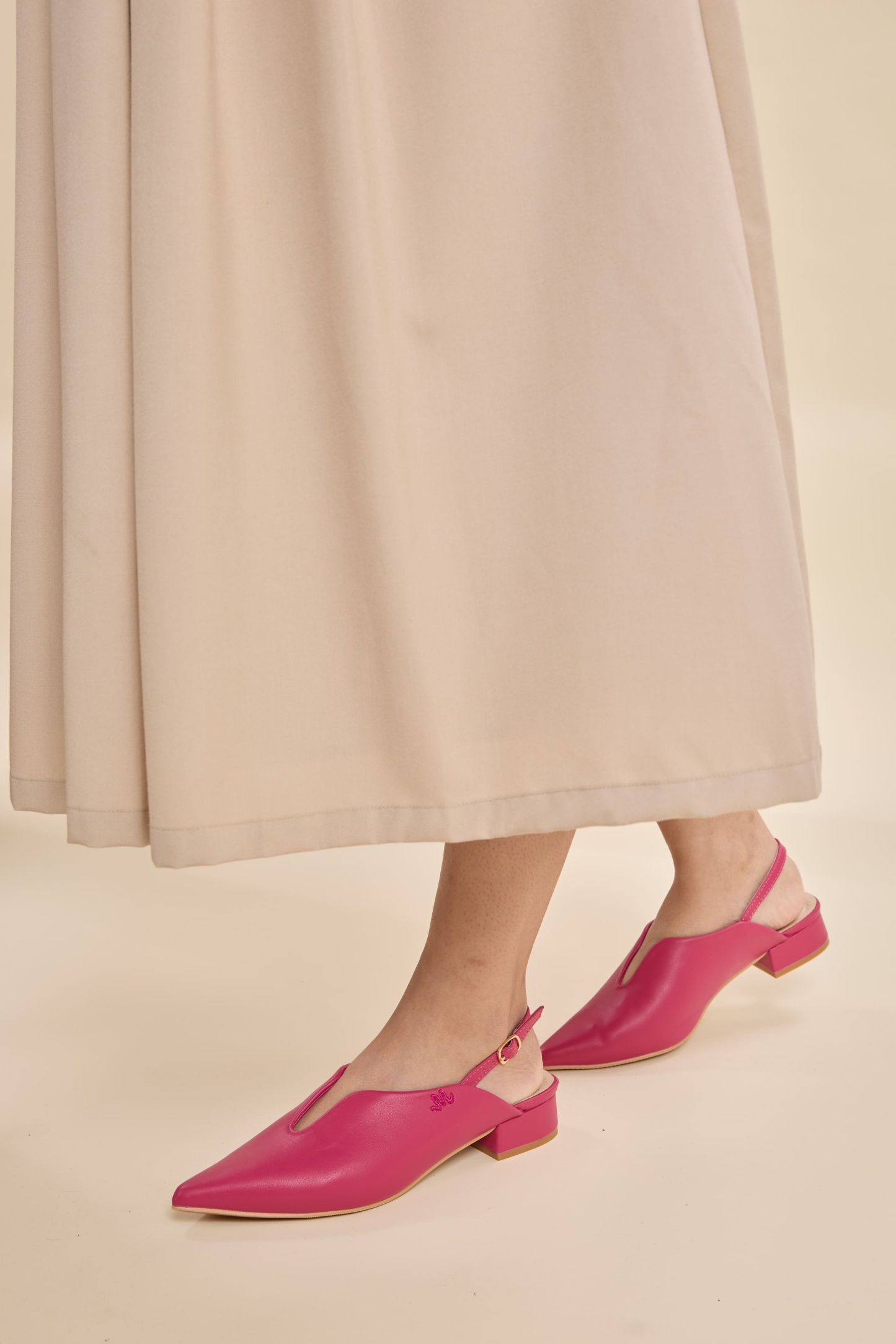 Huda Fuchsia Low-Block Mules