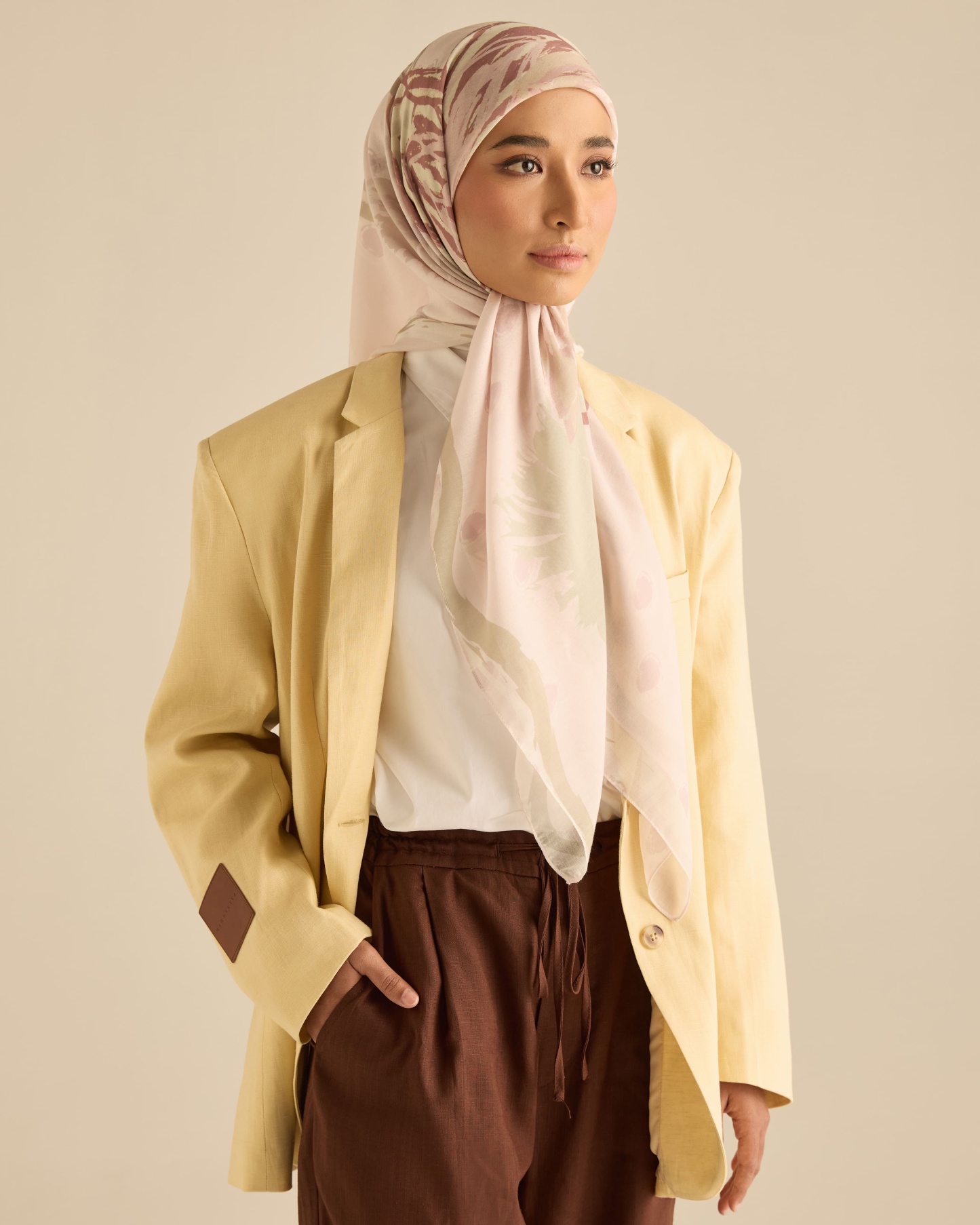 Cassia Dusty Pink Square Voile Scarf