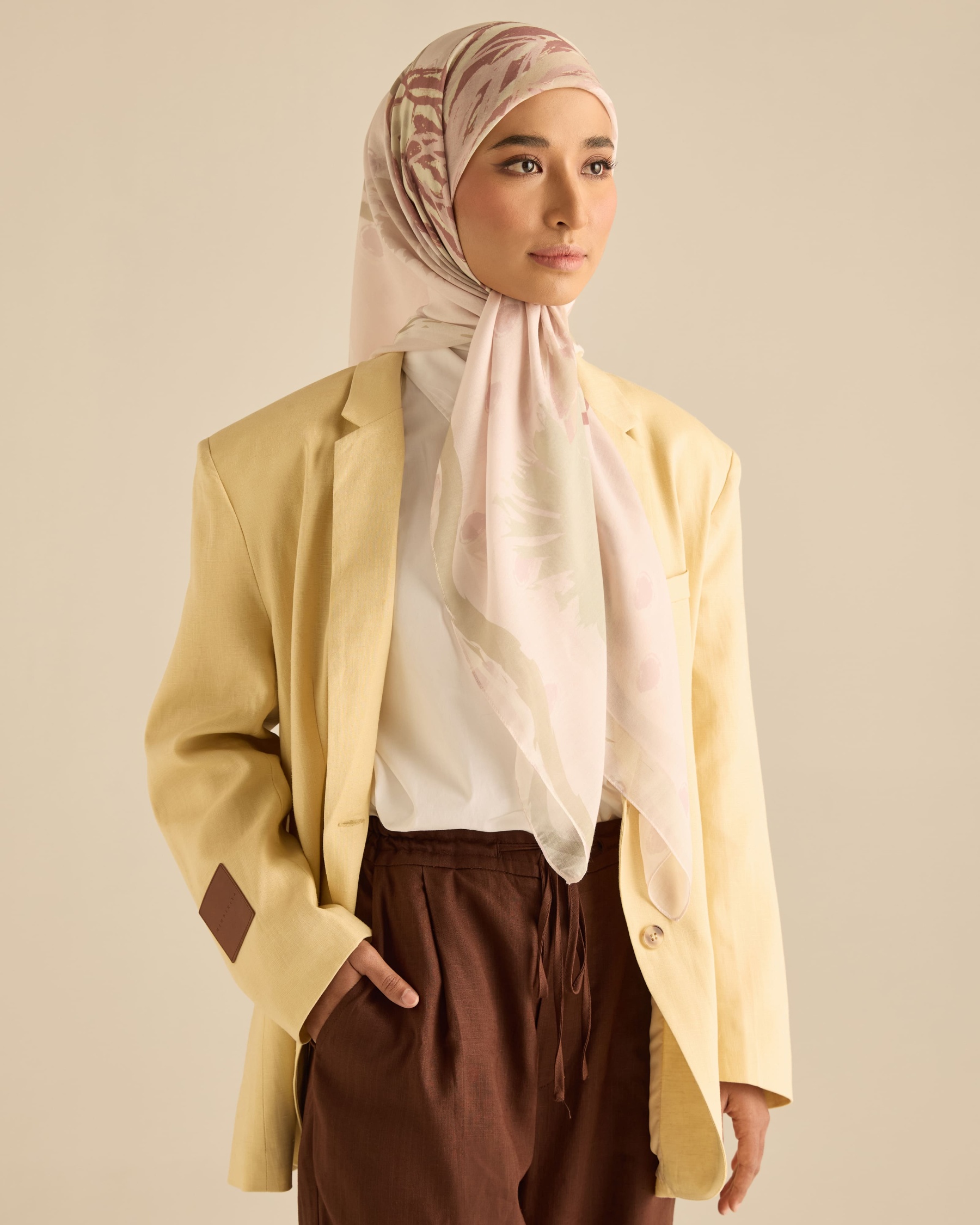 Cassia Dusty Pink Square Voile Scarf