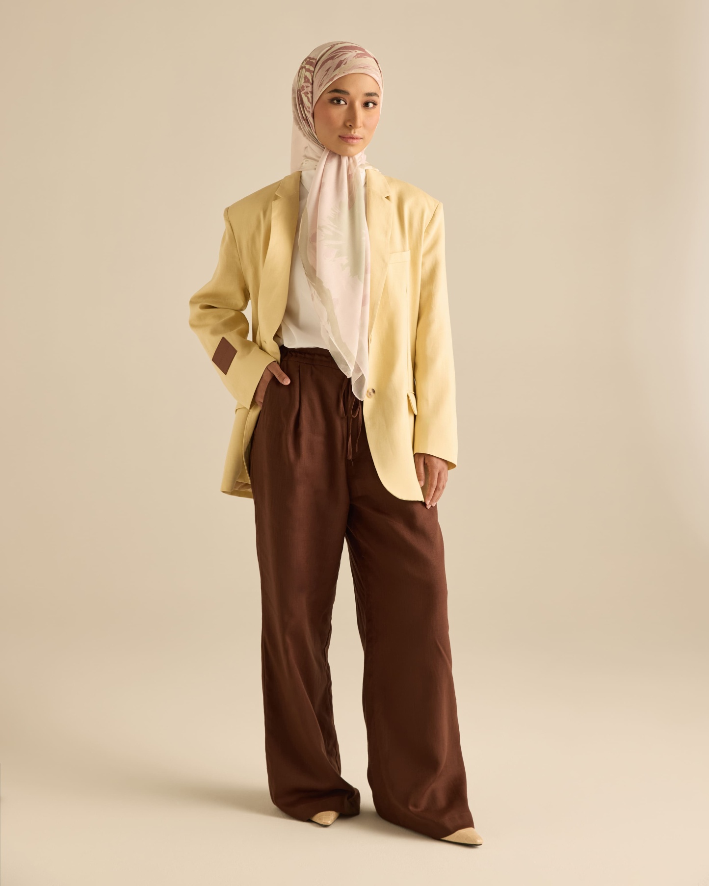 Sandra Soft Yellow Linen Oversized Blazer