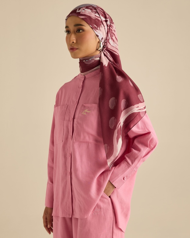 Cassia Plum Square Voile Scarf