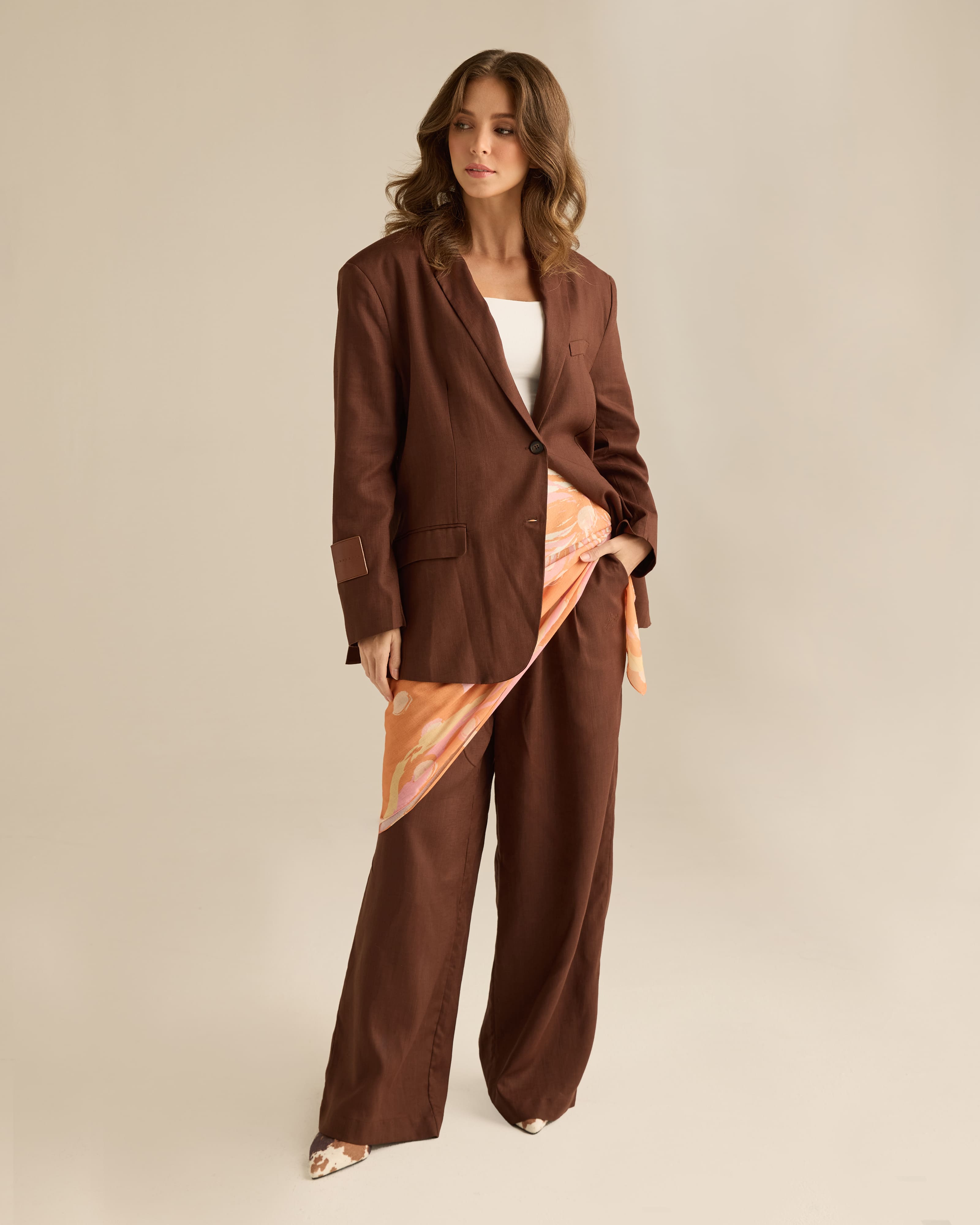 Sandra Brown Linen Oversized Blazer