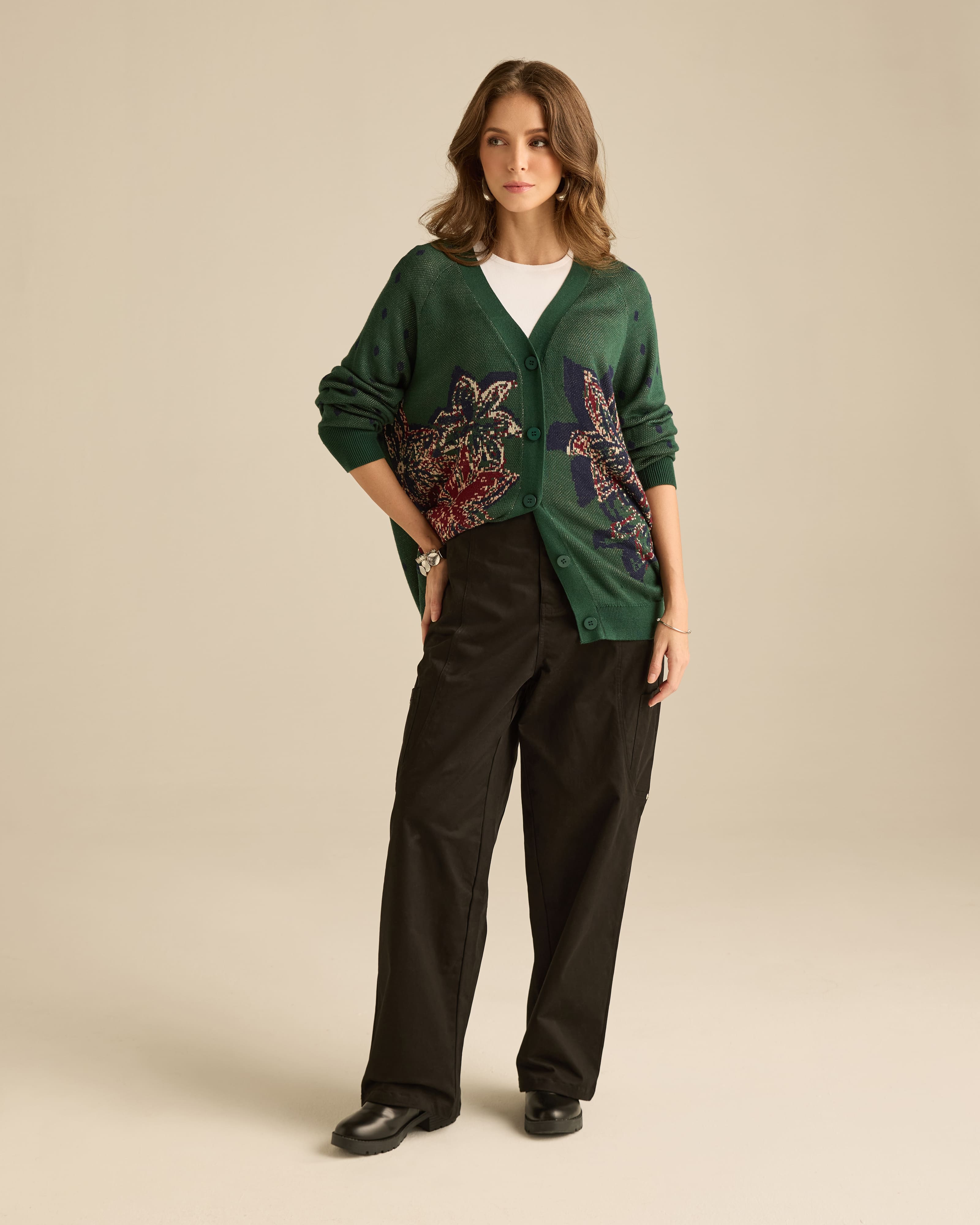 Amora Emerald Knitted Wool Cardigan