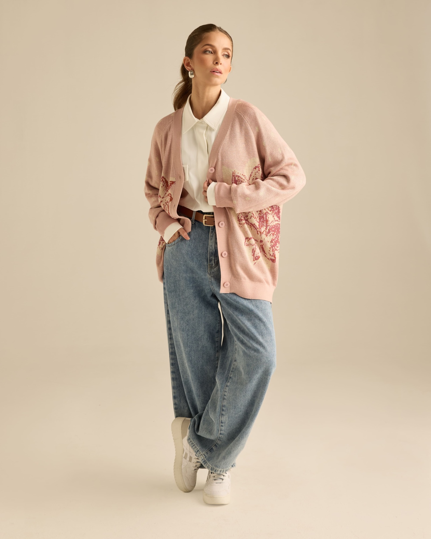 Amora Soft Pink Knitted Wool Cardigan