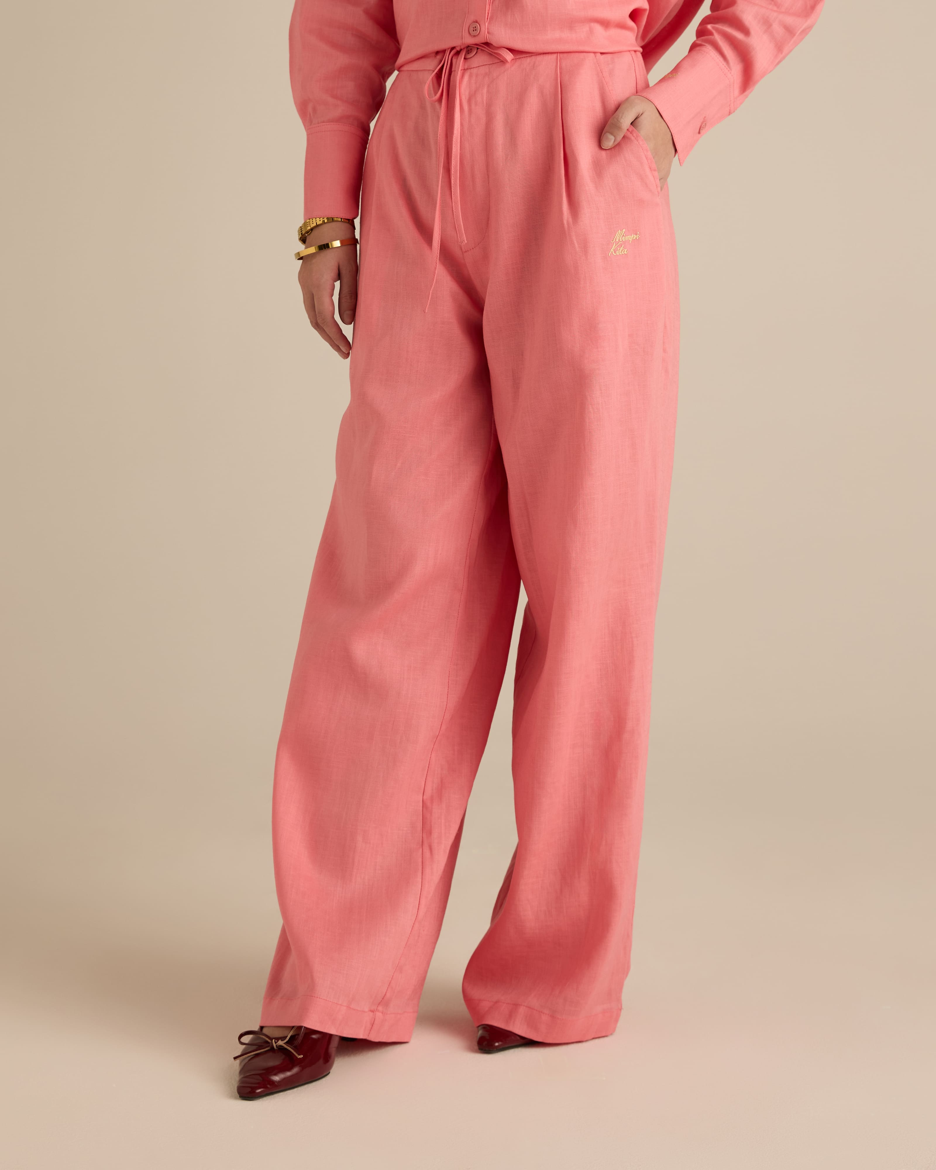 Mila Rosy Pink Linen Pants