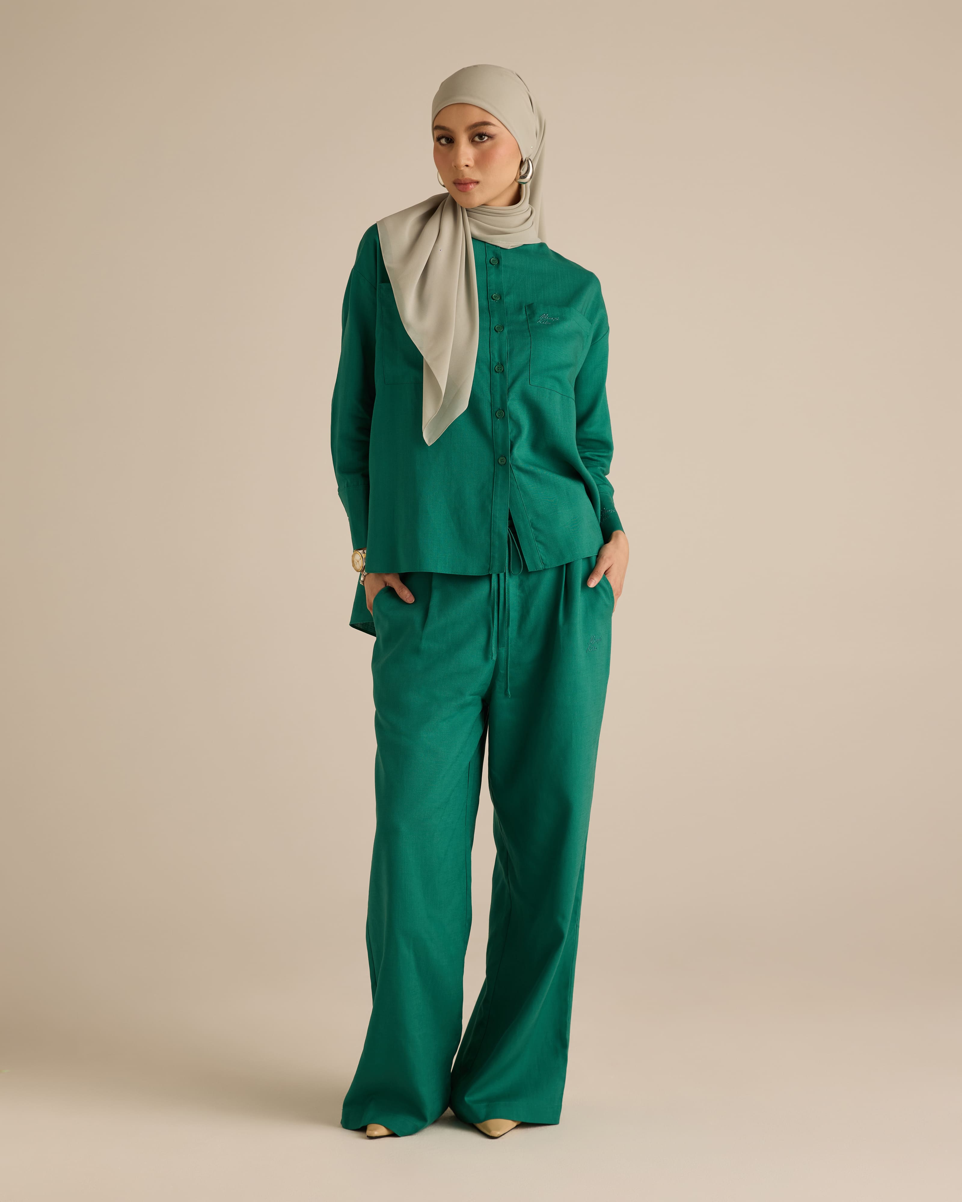 Mila Evergreen Linen Shirt
