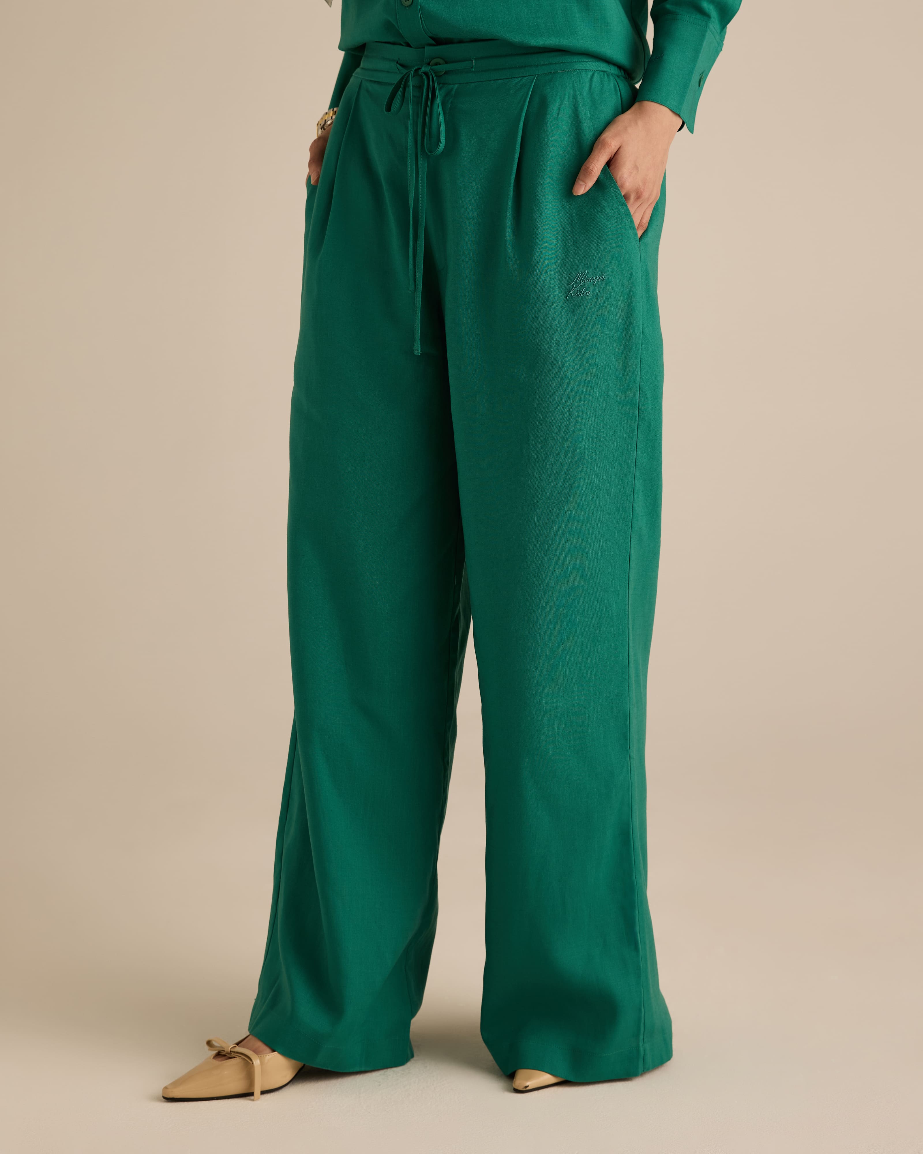 Mila Evergreen Linen Pants