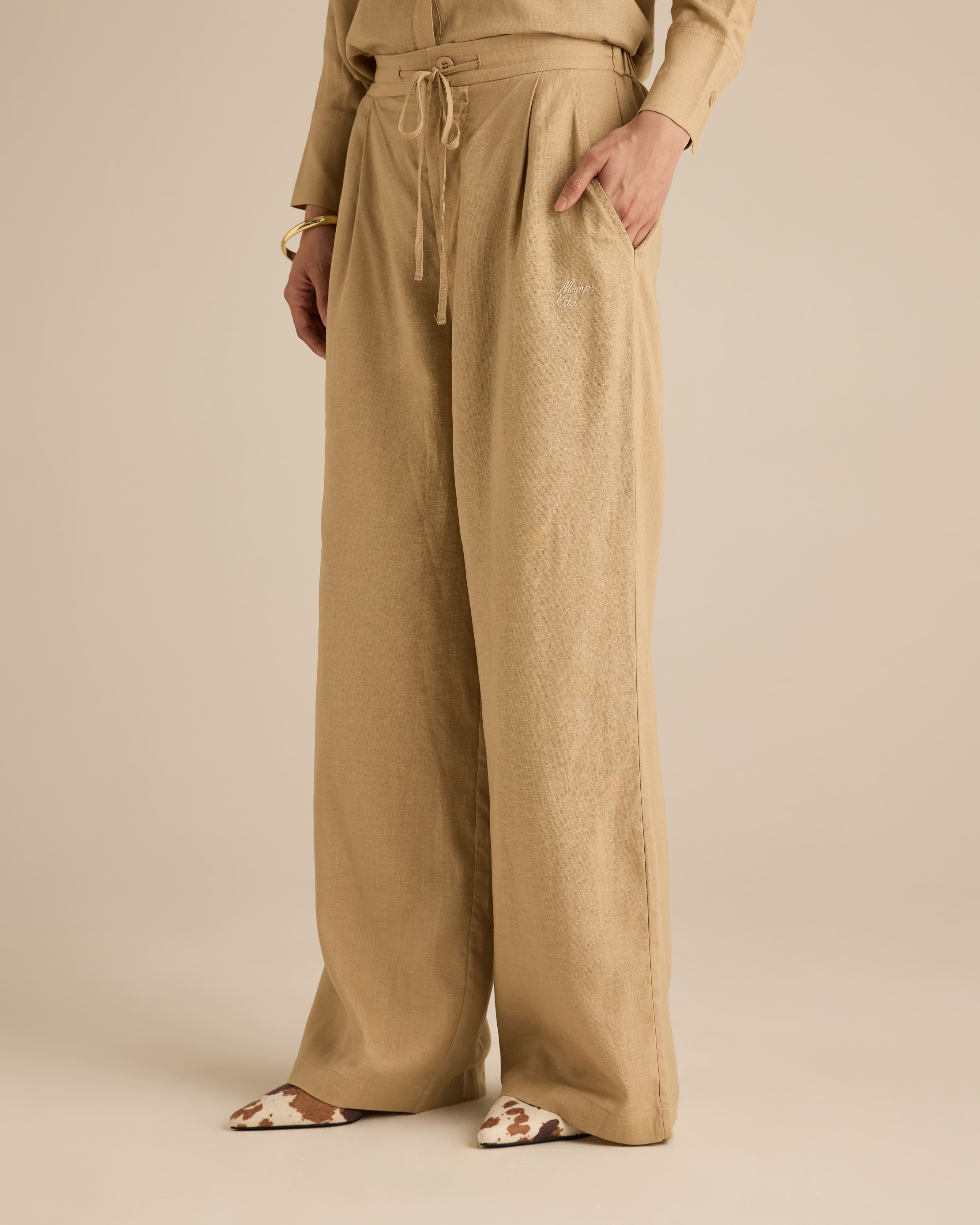 Mila Nude Linen Pants