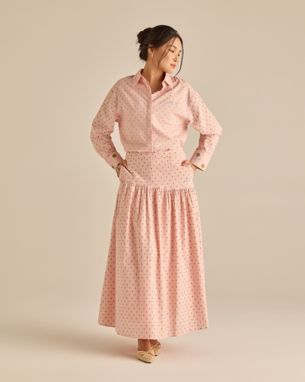 Kittie Dusty Pink Polka Dot Skirt