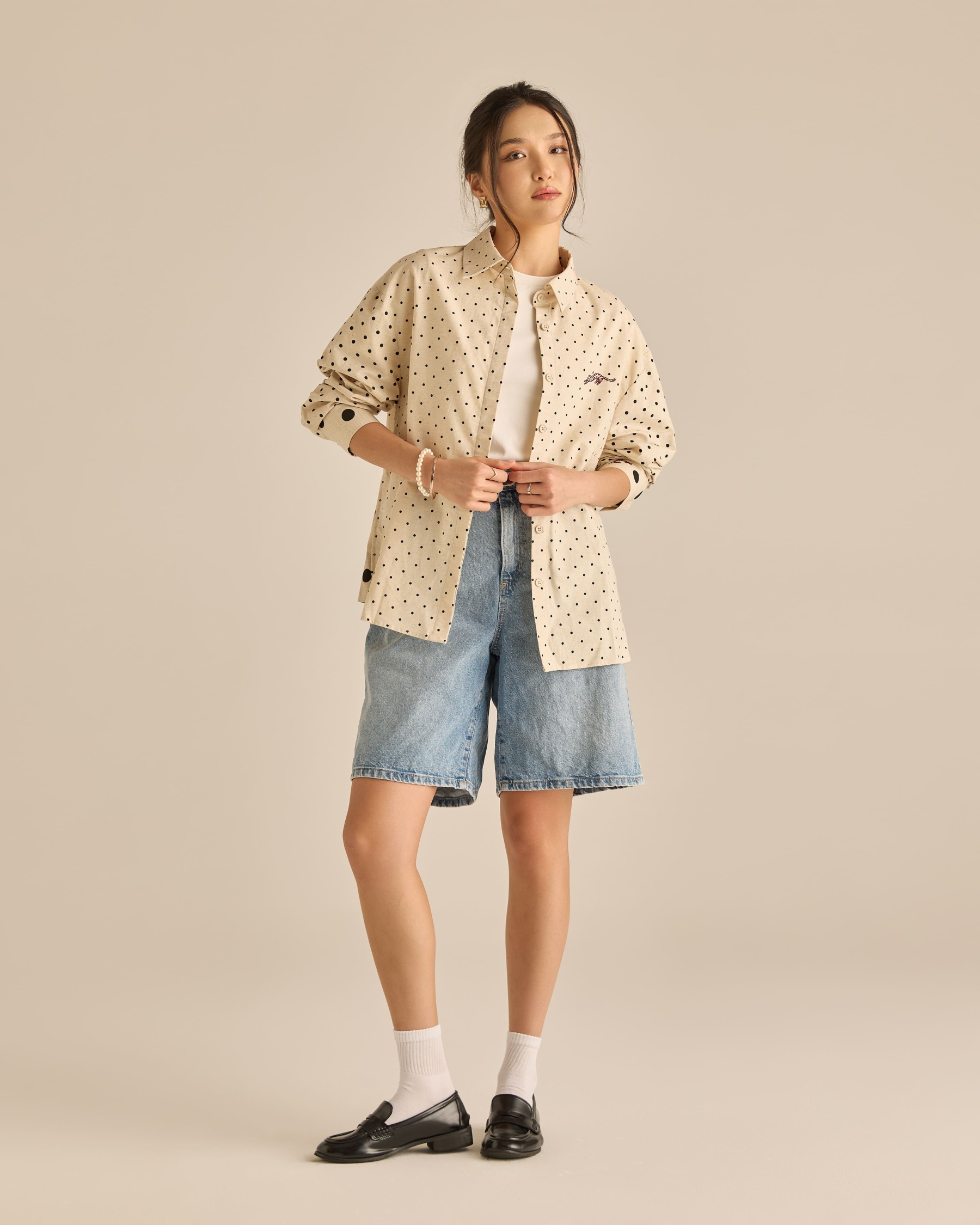 Kittie Khaki Polka Dot Shirt