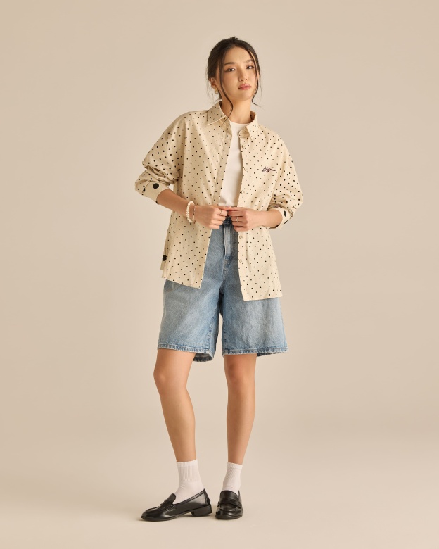 Kittie Khaki Polka Dot Shirt