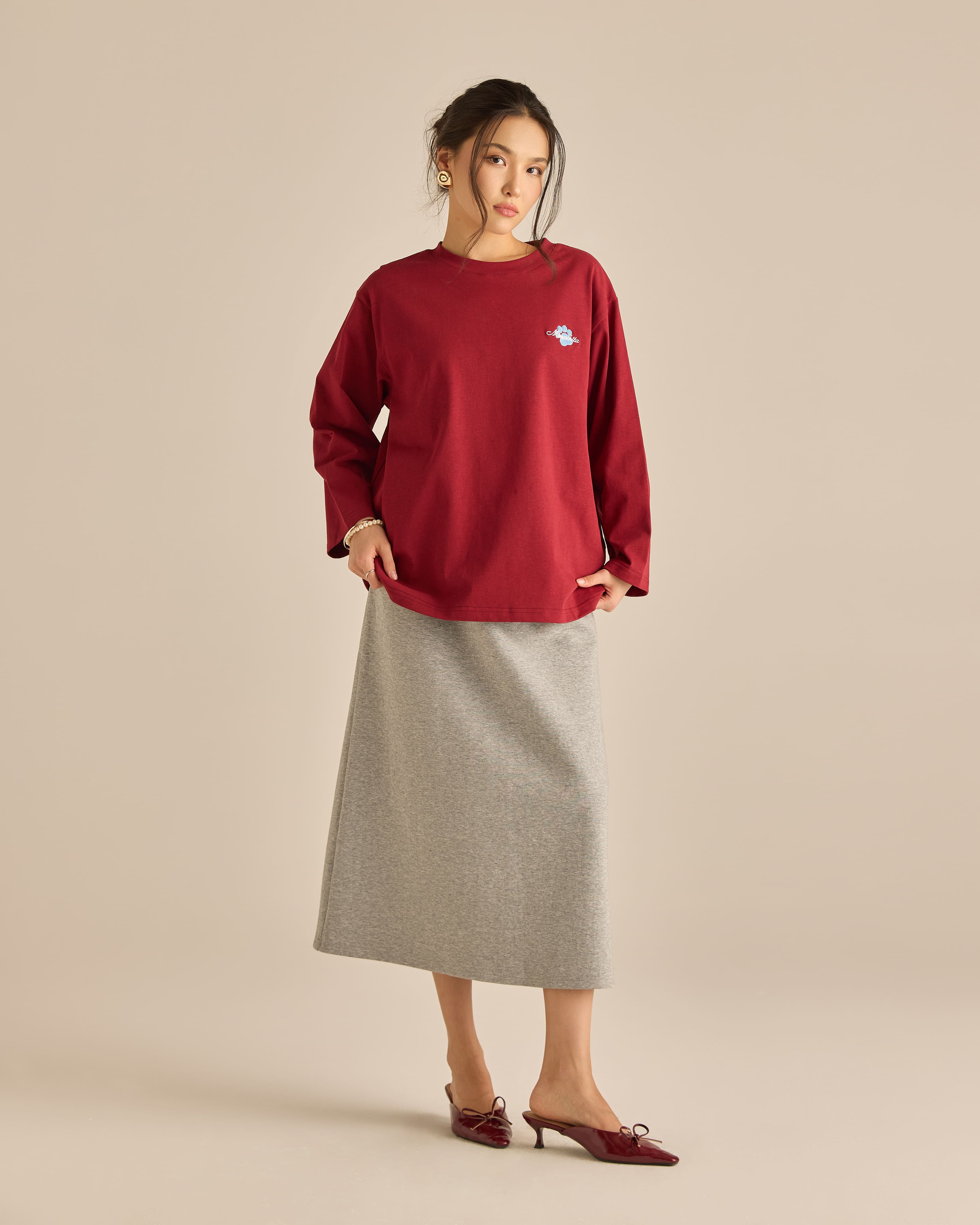 Catmom Maroon Long Sleeve T-Shirt