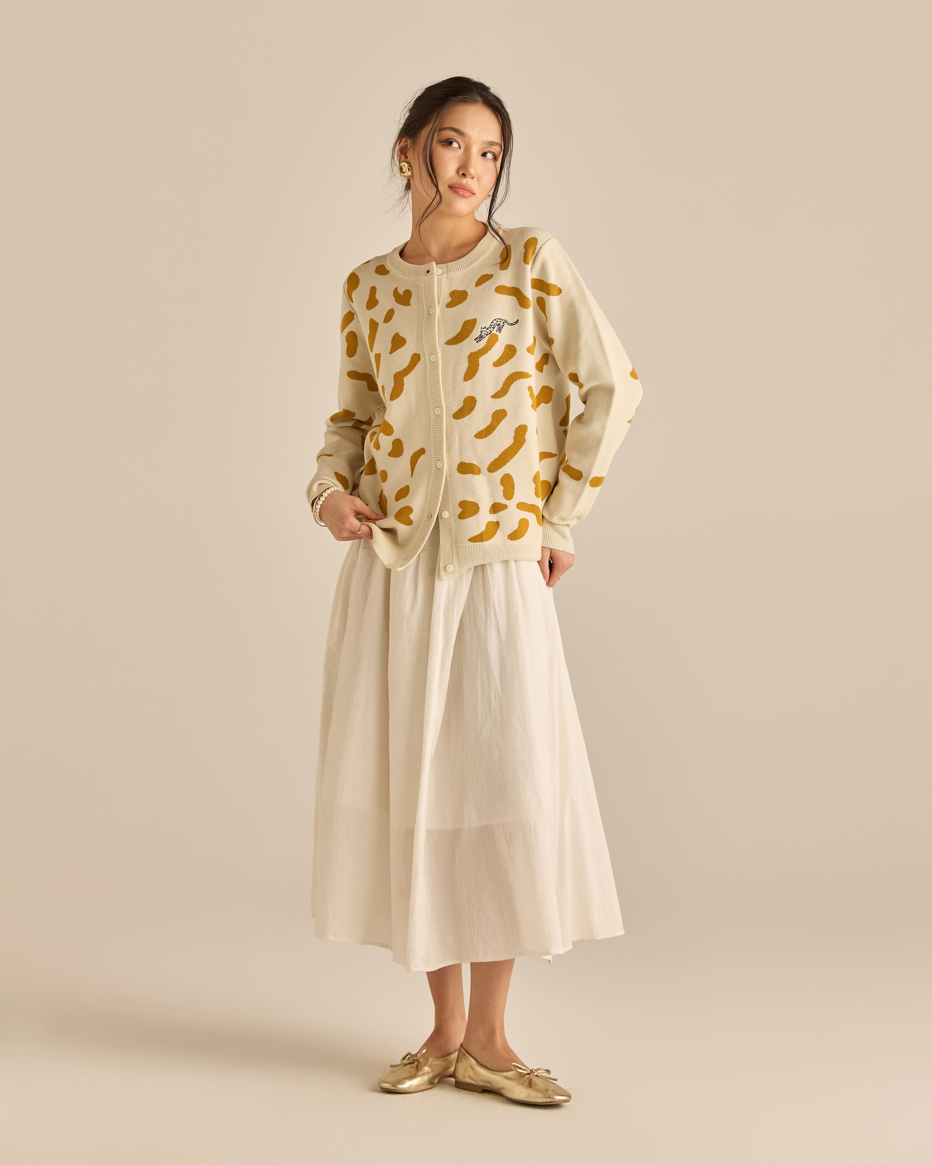Purrdy Cream Knitted Cardigan