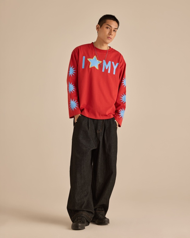 Warga Red Graphic Long Sleeve T-Shirt