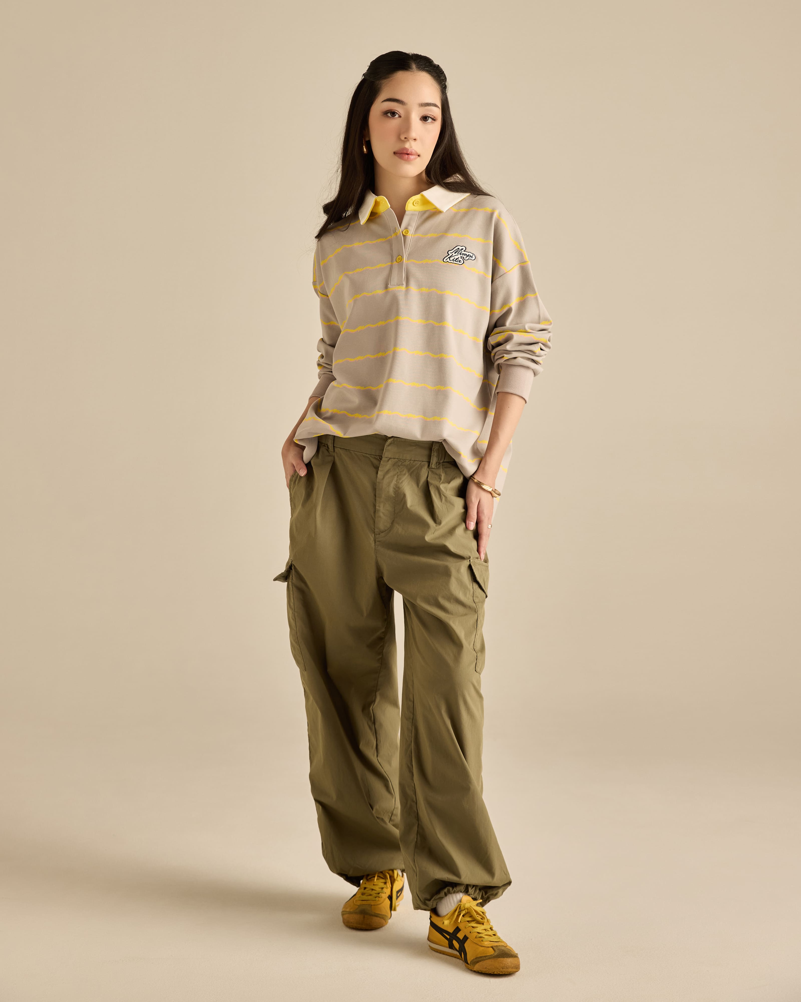 Josie Grey Collared Striped Top