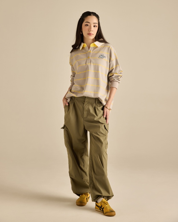 Josie Grey Collared Striped Top
