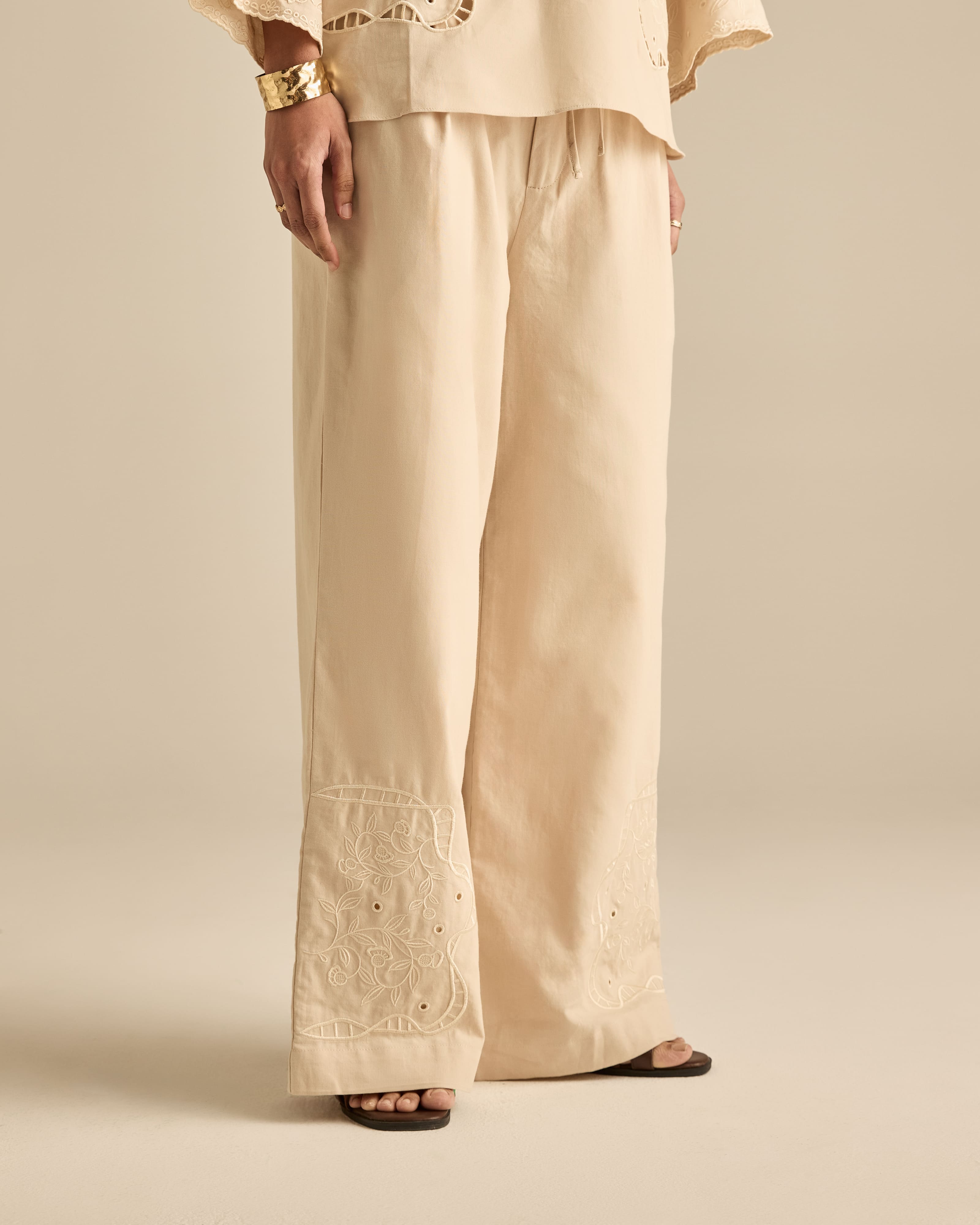 Aura Nude Embroidered Pants