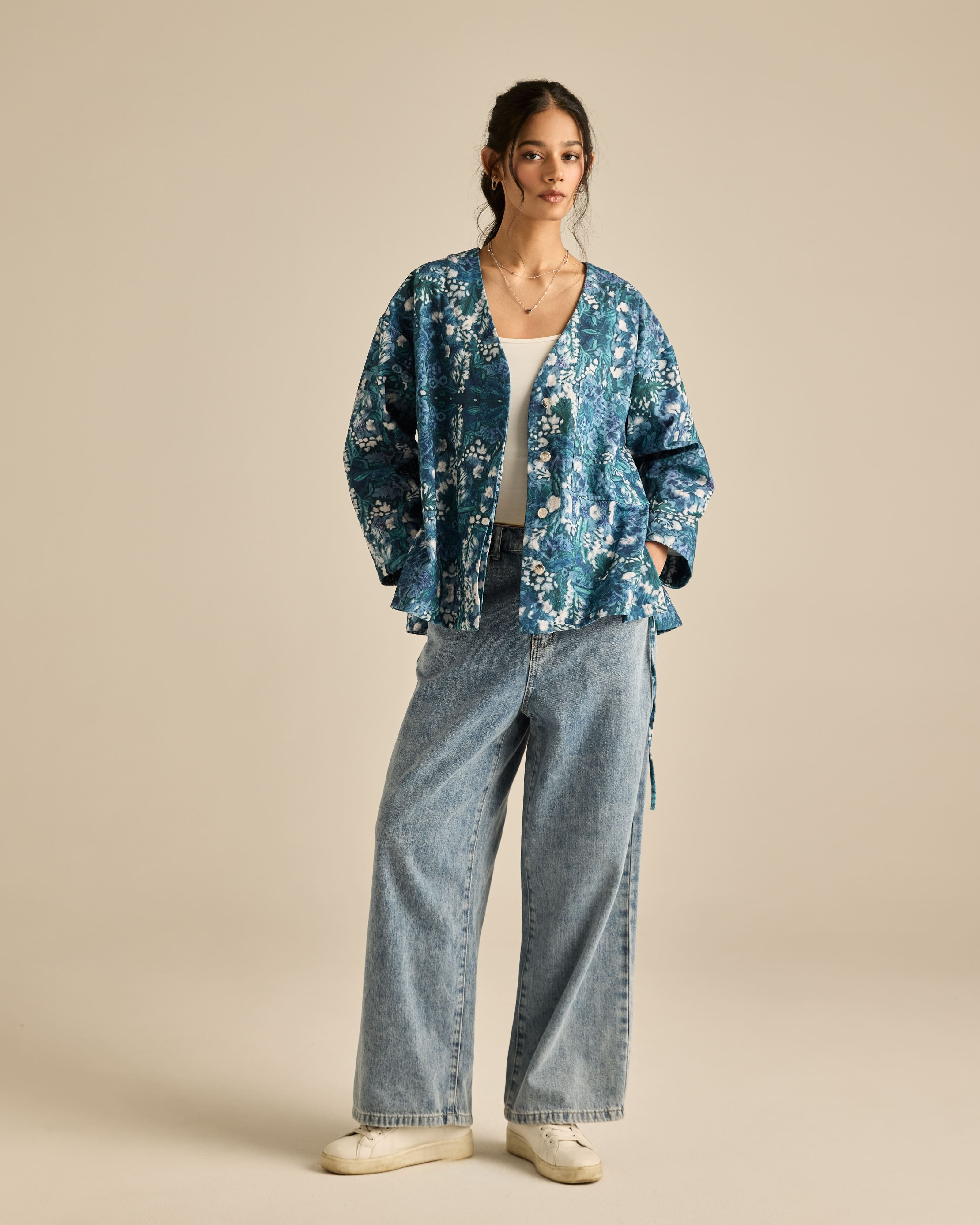 Esme Blue Printed Cotton Kimono