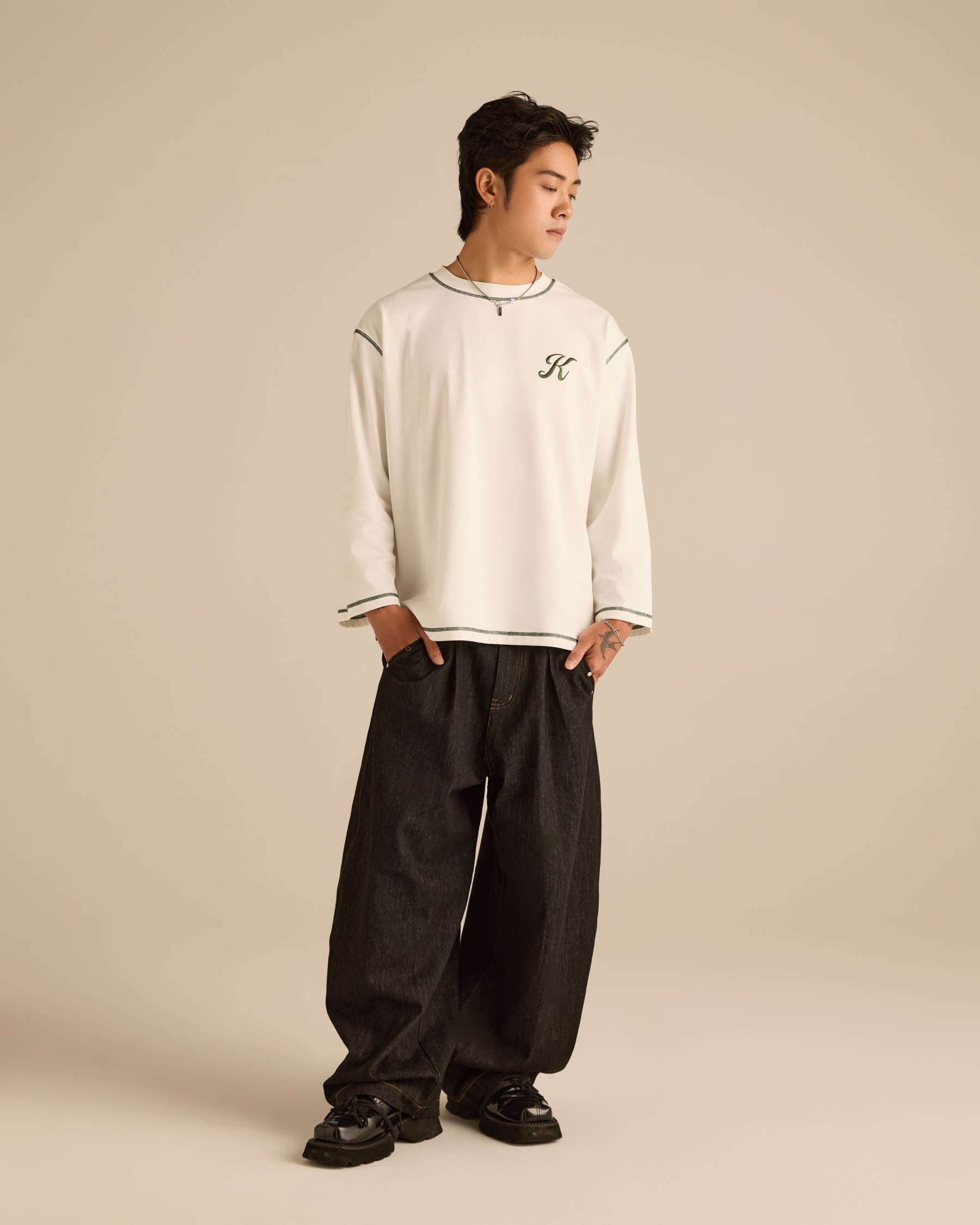 Signature Off White Long Sleeve T-Shirt