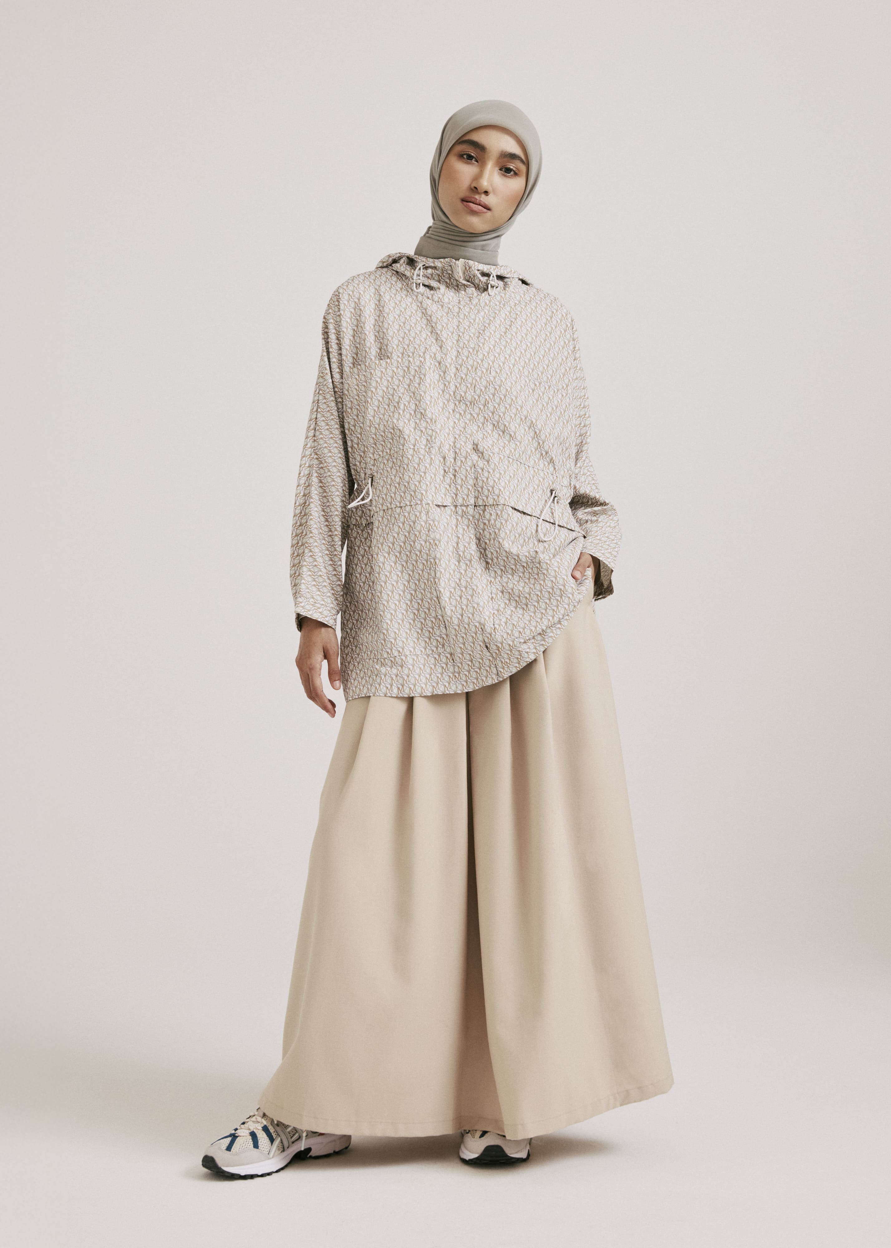 Mimpikita x Wardah Earthy Brown Printed Parka Jacket