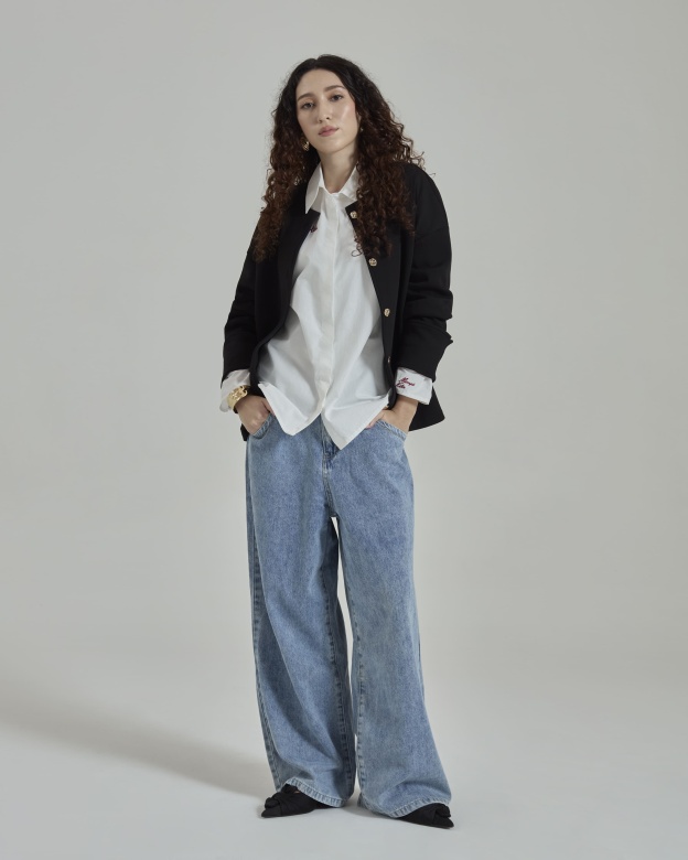 Donna Black Monogram Structured Jacket