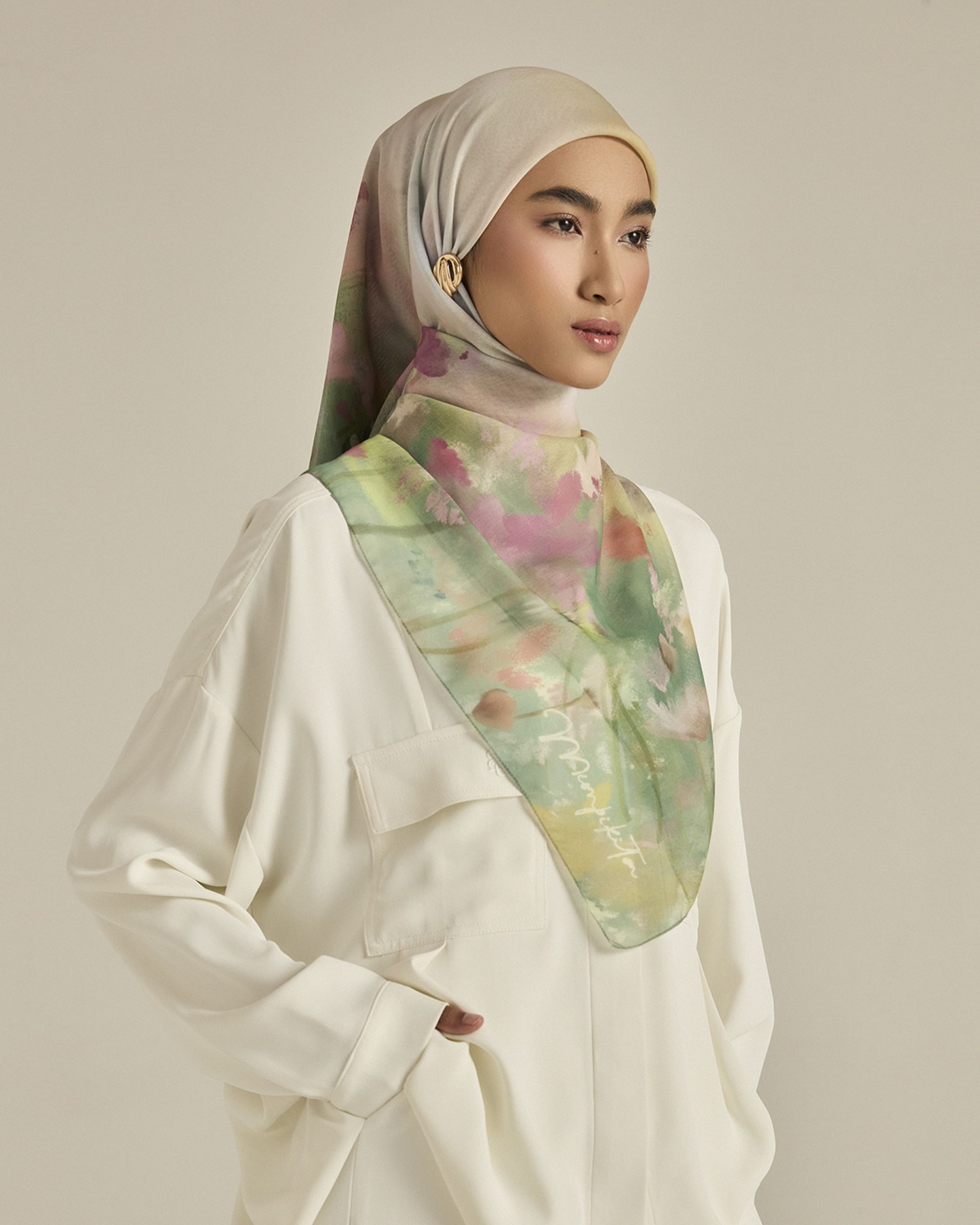 Ethereal Green Square Voile Scarf