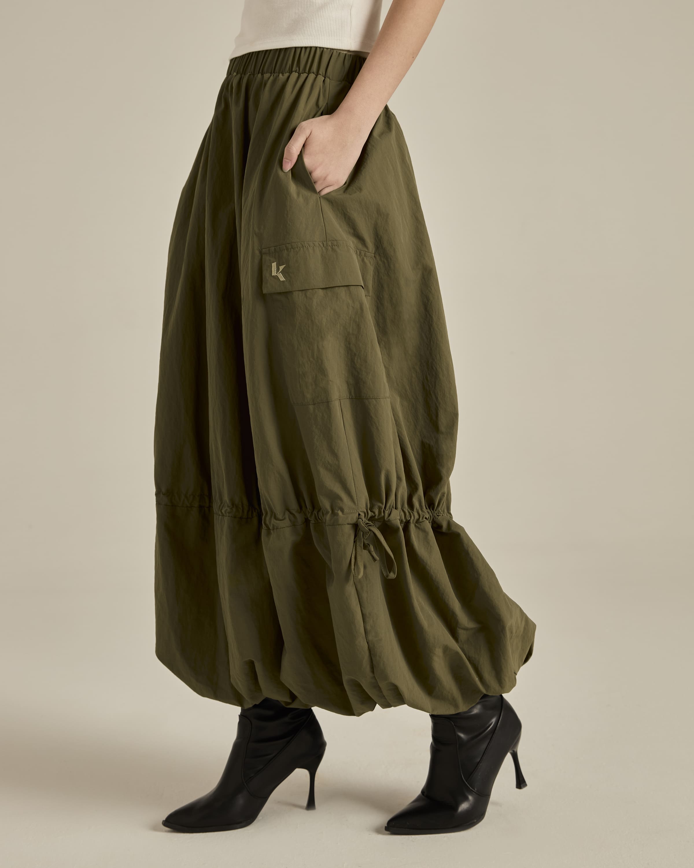 Army Green Balloon Skirt