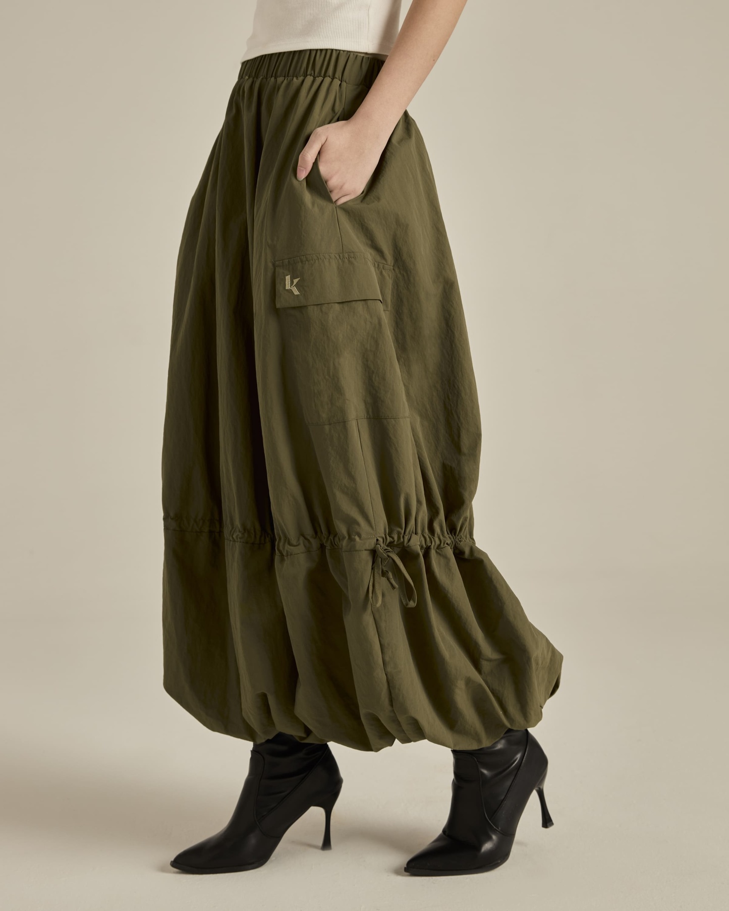 Army Green Balloon Skirt
