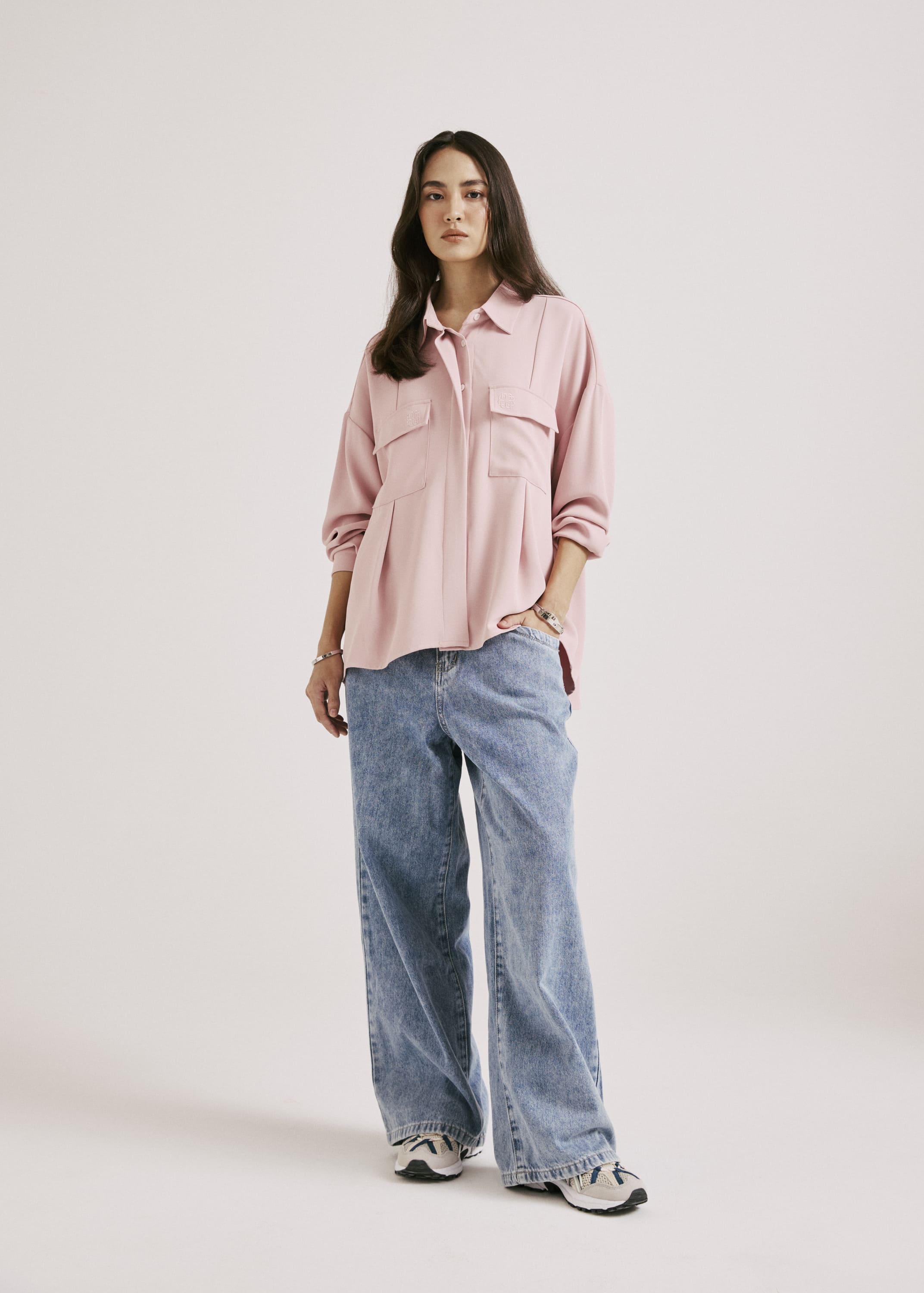 Nadya Baby Pink Monogram Loose Shirt