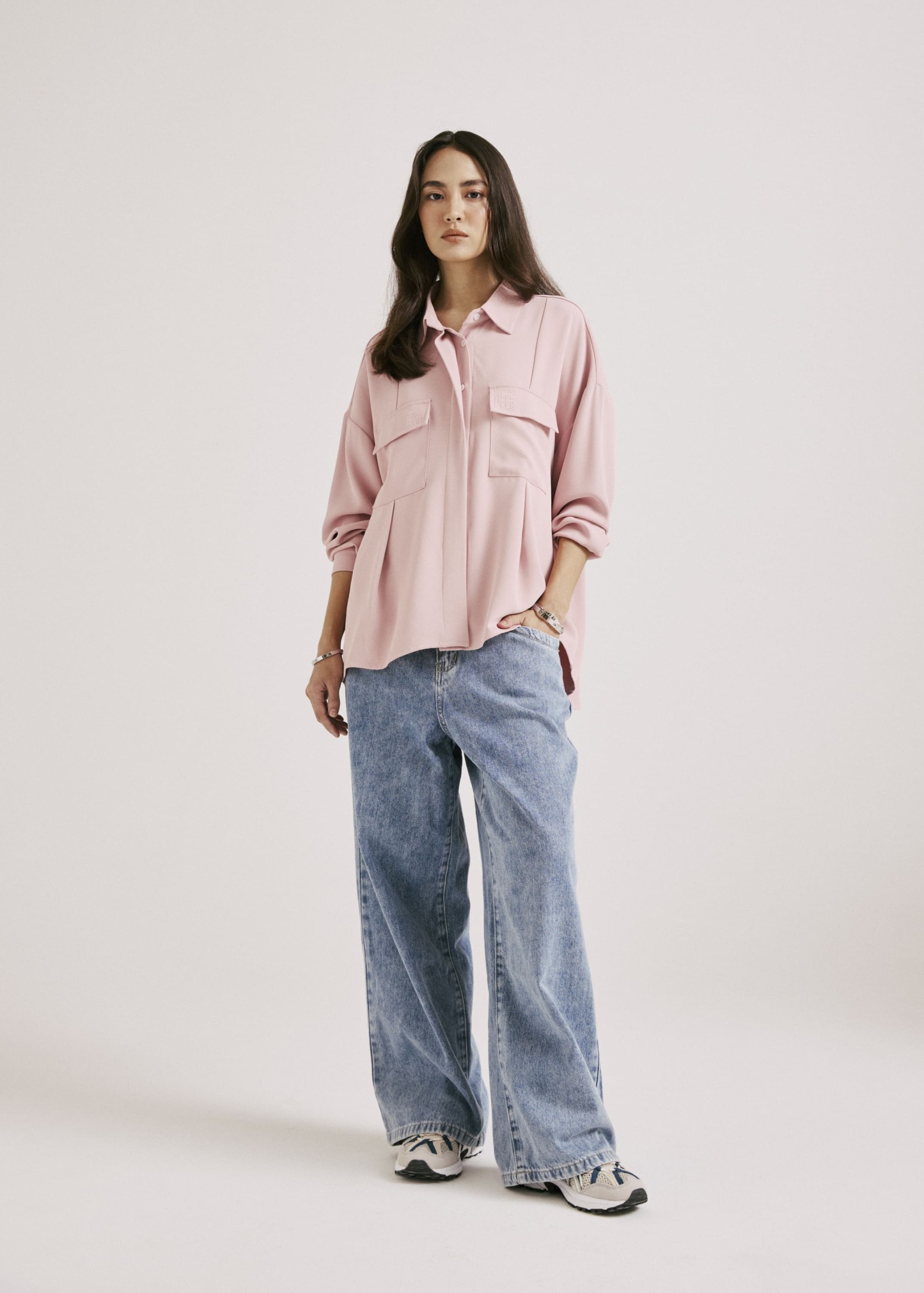 Nadya Baby Pink Monogram Loose Shirt