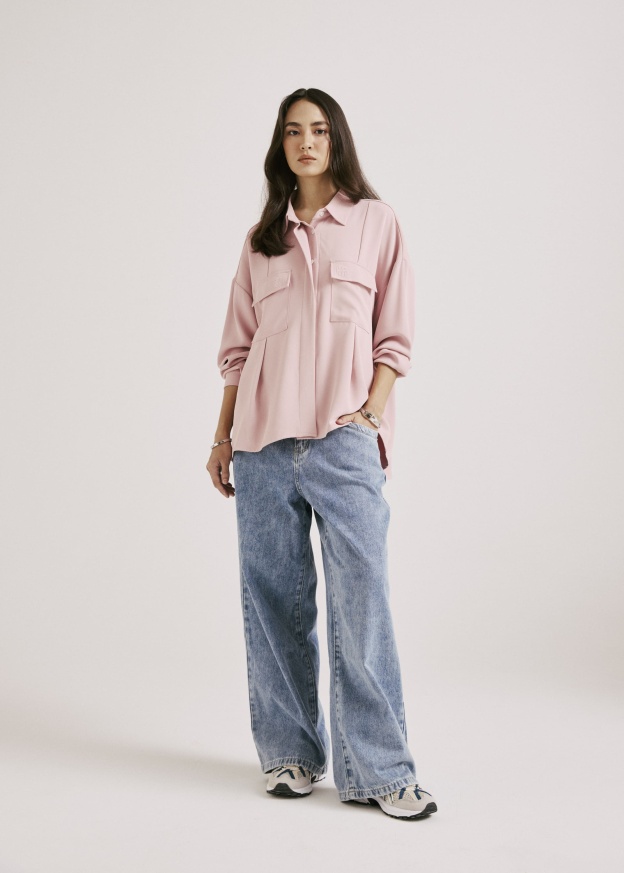 Nadya Baby Pink Monogram Loose Shirt