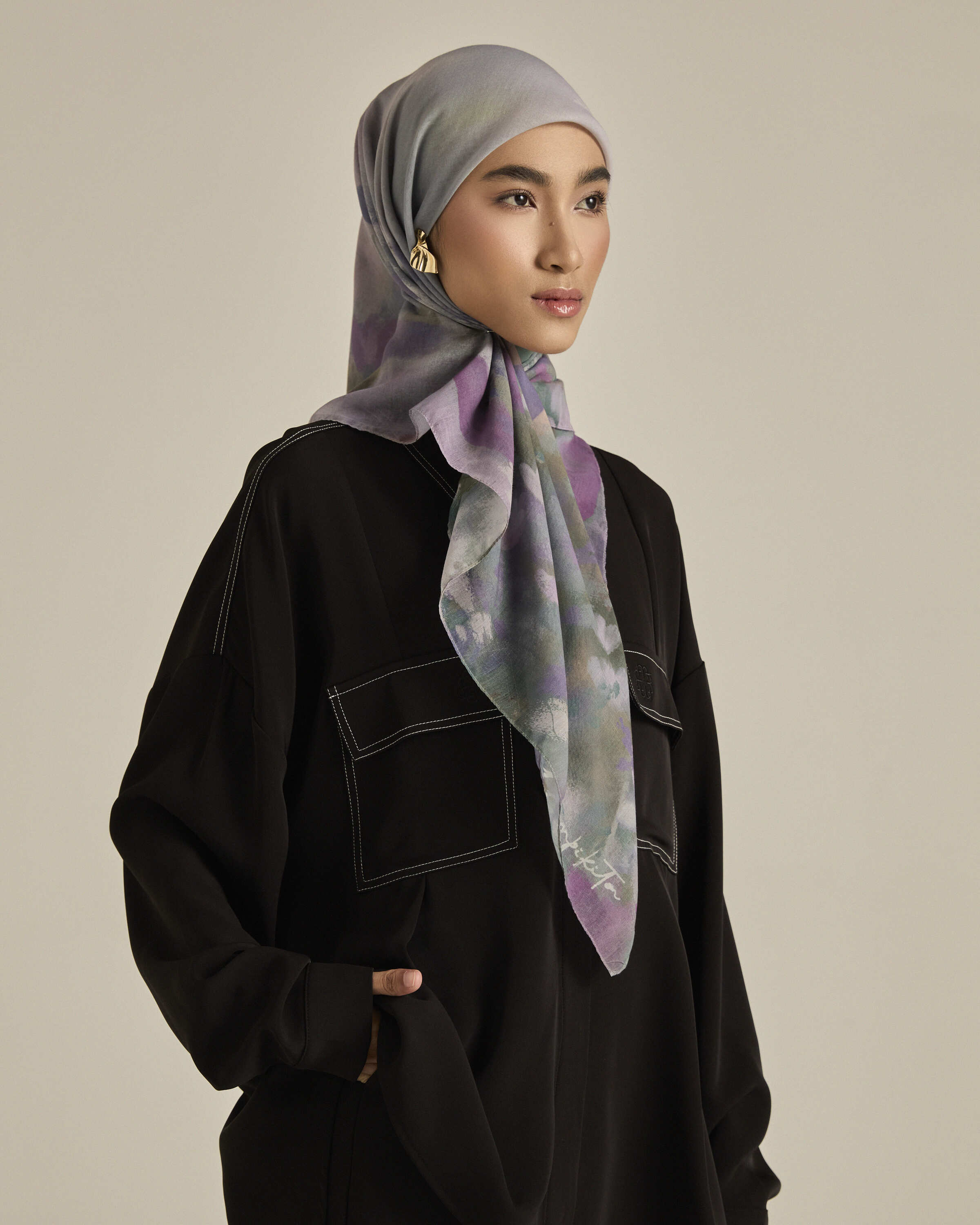 Ethereal Lavender Square Voile Scarf