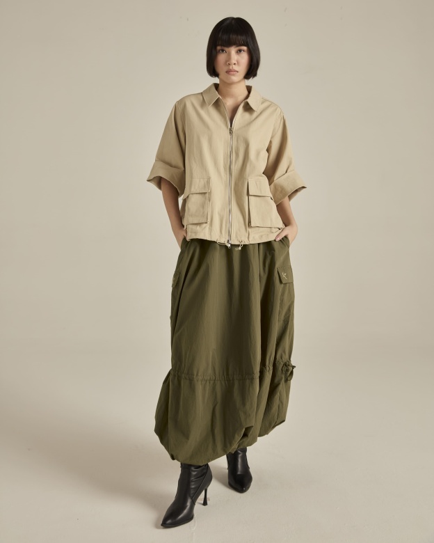 Beige Double Zipper Jacket