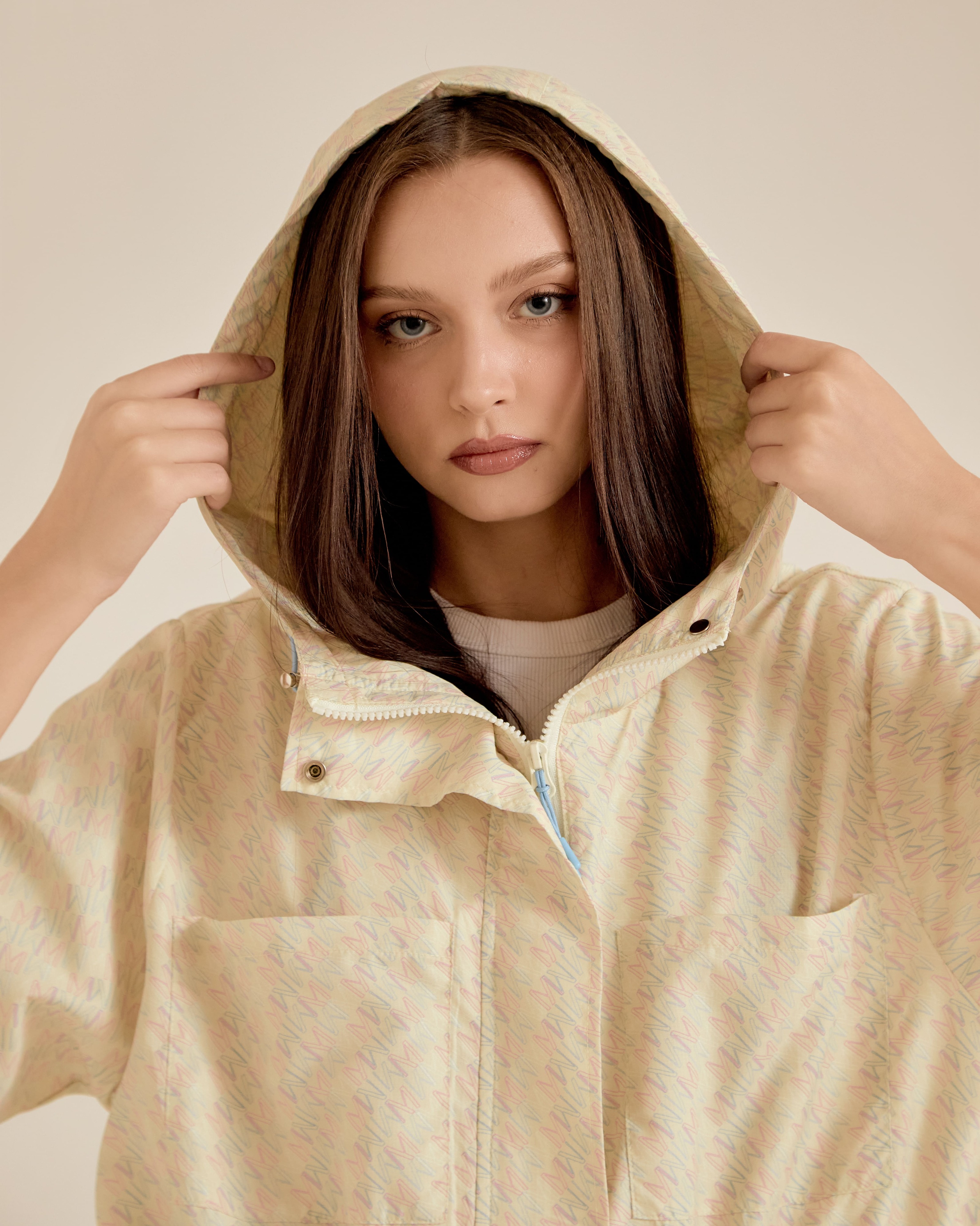 Misha Soft Yellow Printed Parka Jacket