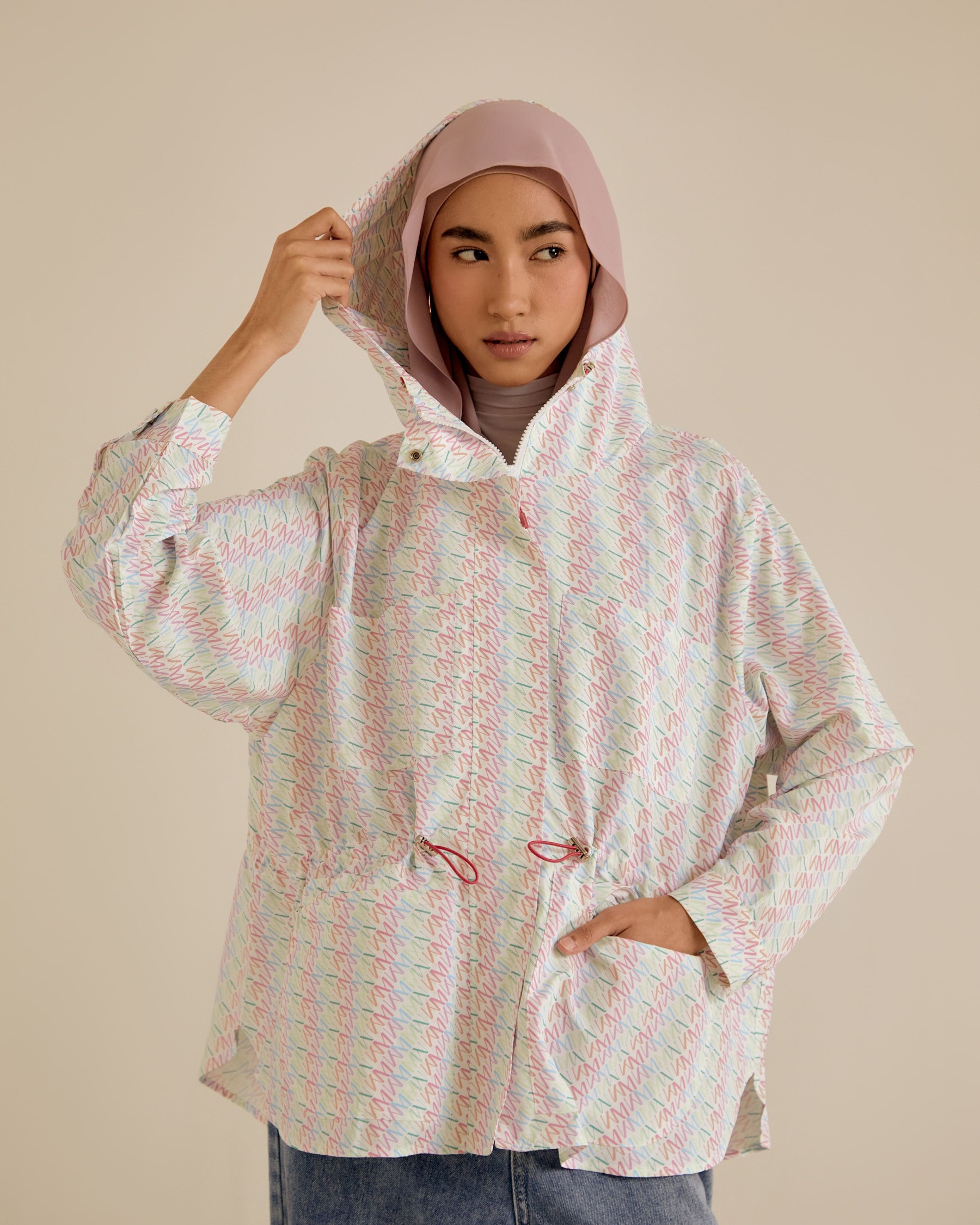 Misha Multi-White Printed Parka Jacket