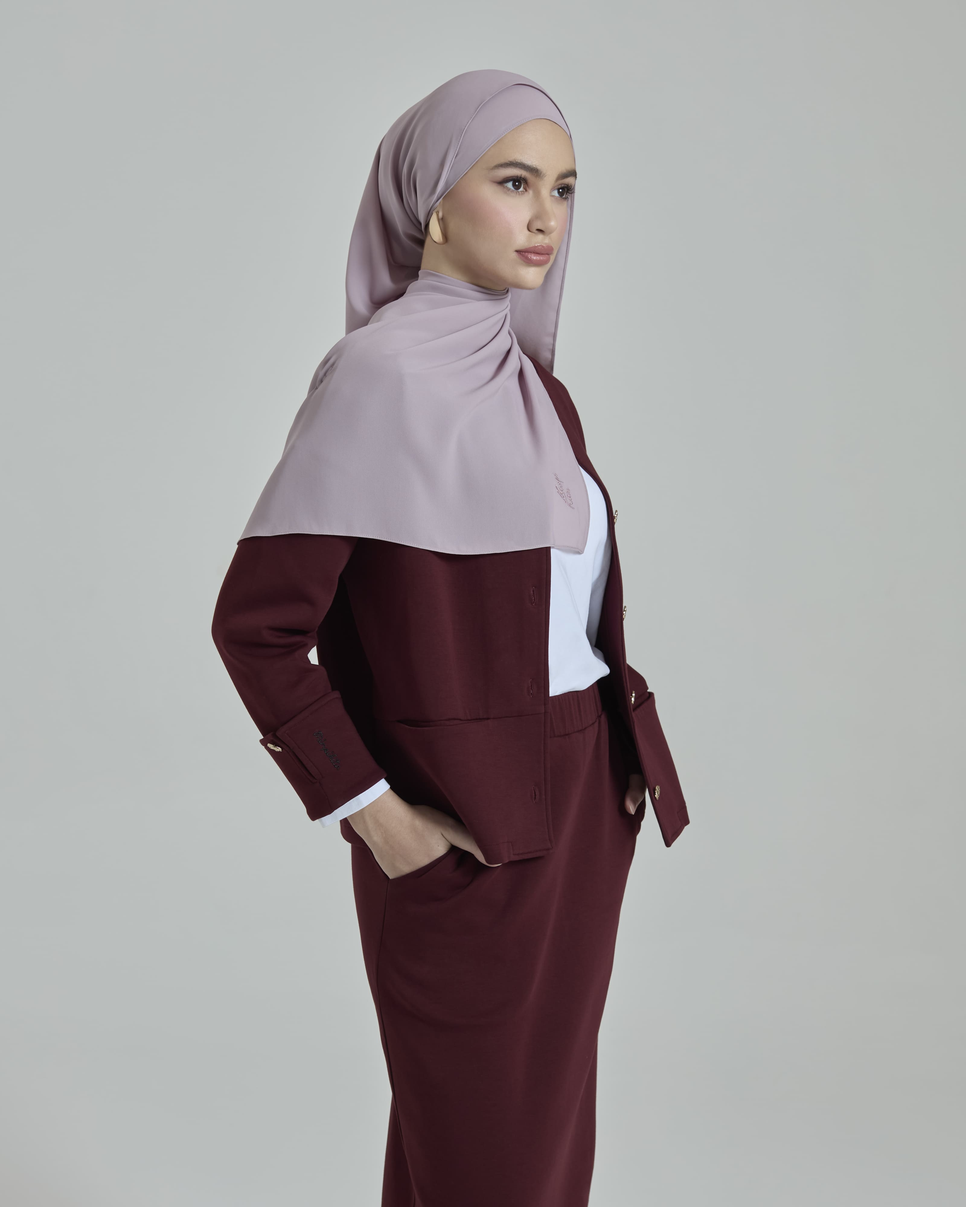 Leya Lavender Embroidered Chiffon Shawl