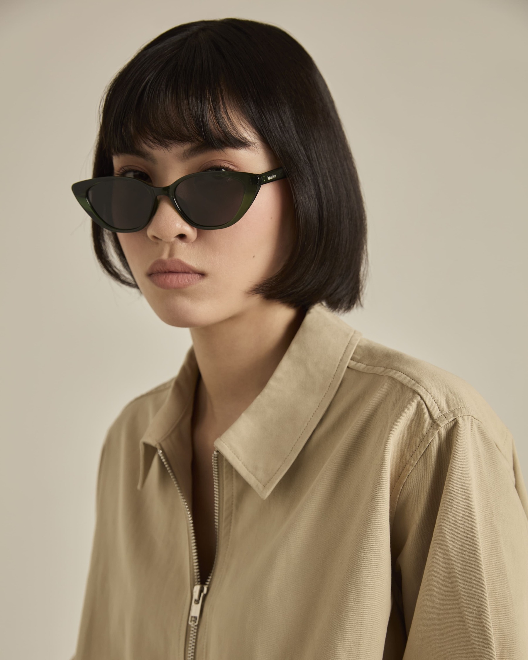 Dark Green Cat-Eye Sunglasses