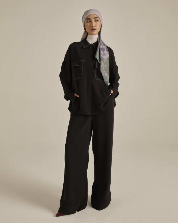 Nadya Black Monogram Loose Shirt