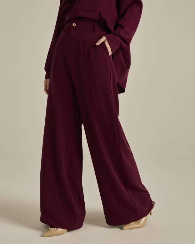 Nadya Plum Monogram Loose Pants