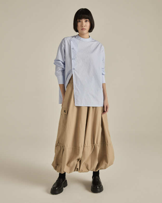 Light Blue Asymmetric Printed Shirt