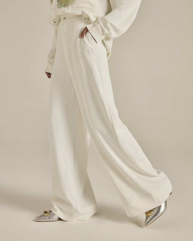 Nadya White Monogram Loose Pants