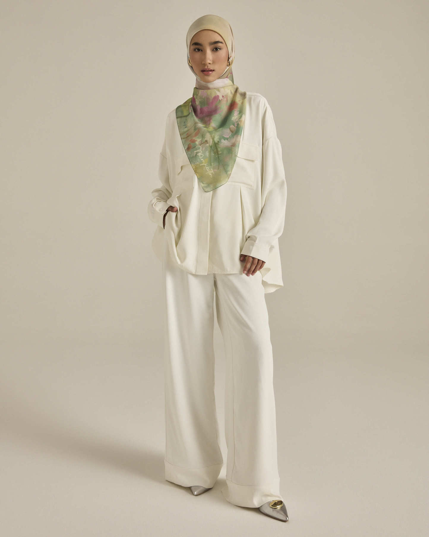 Nadya White Monogram Loose Shirt