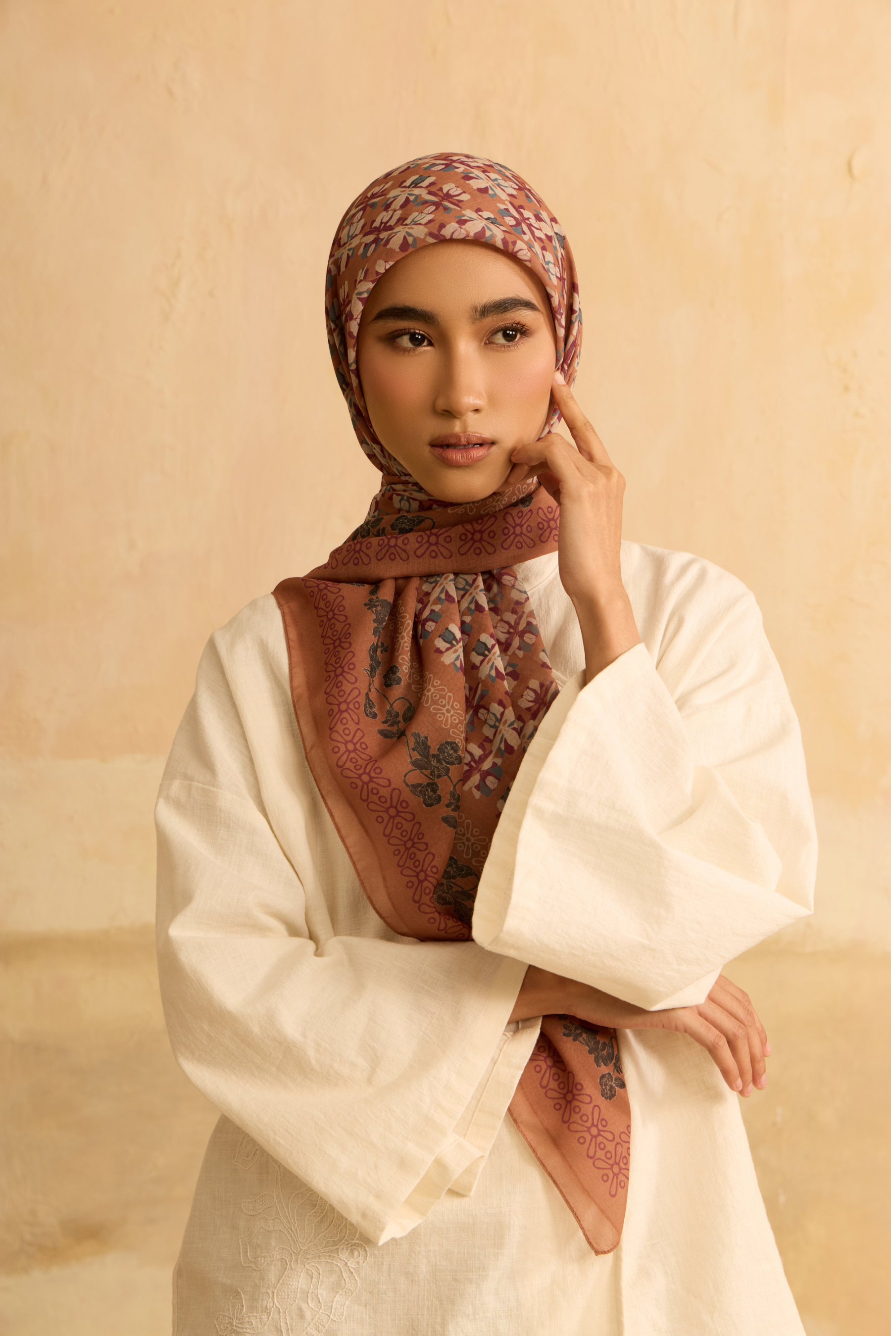 Mimpikita X Elfira Loy Reyna Brown Square Voile Scarf