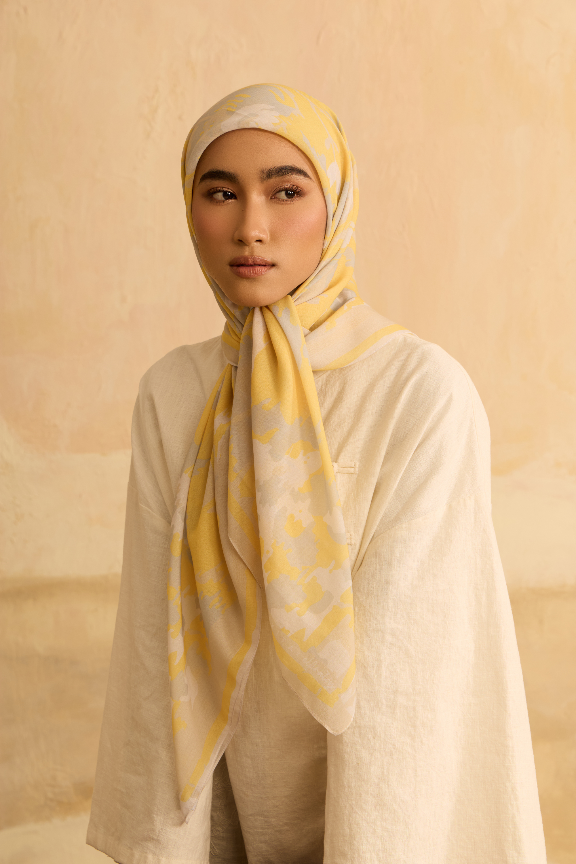 Mimpikita X Elfira Loy Frida Yellow Square Voile Scarf