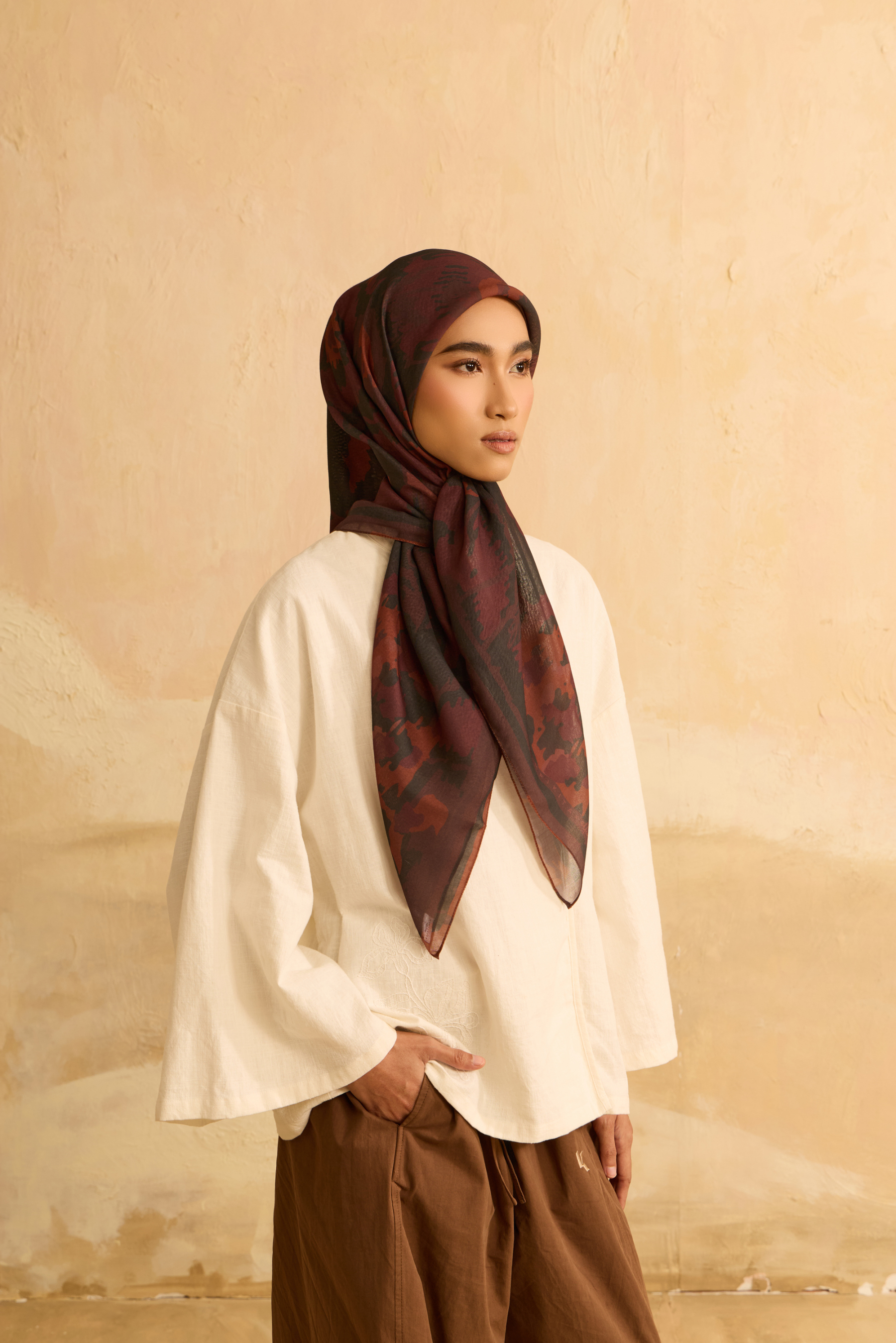 Mimpikita X Elfira Loy Frida Dark Plum Square Voile Scarf