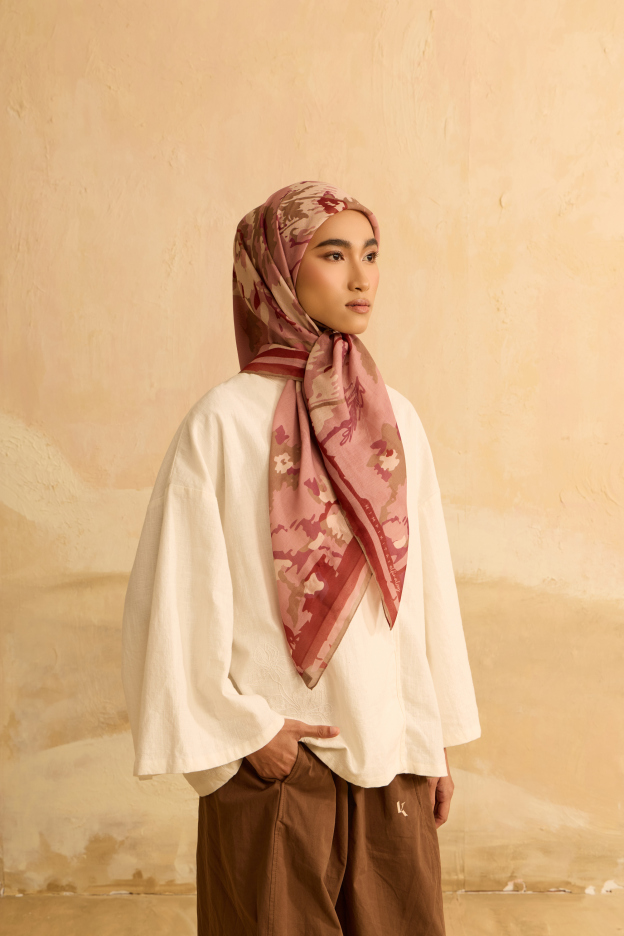 Mimpikita X Elfira Loy Frida Pink Square Voile Scarf